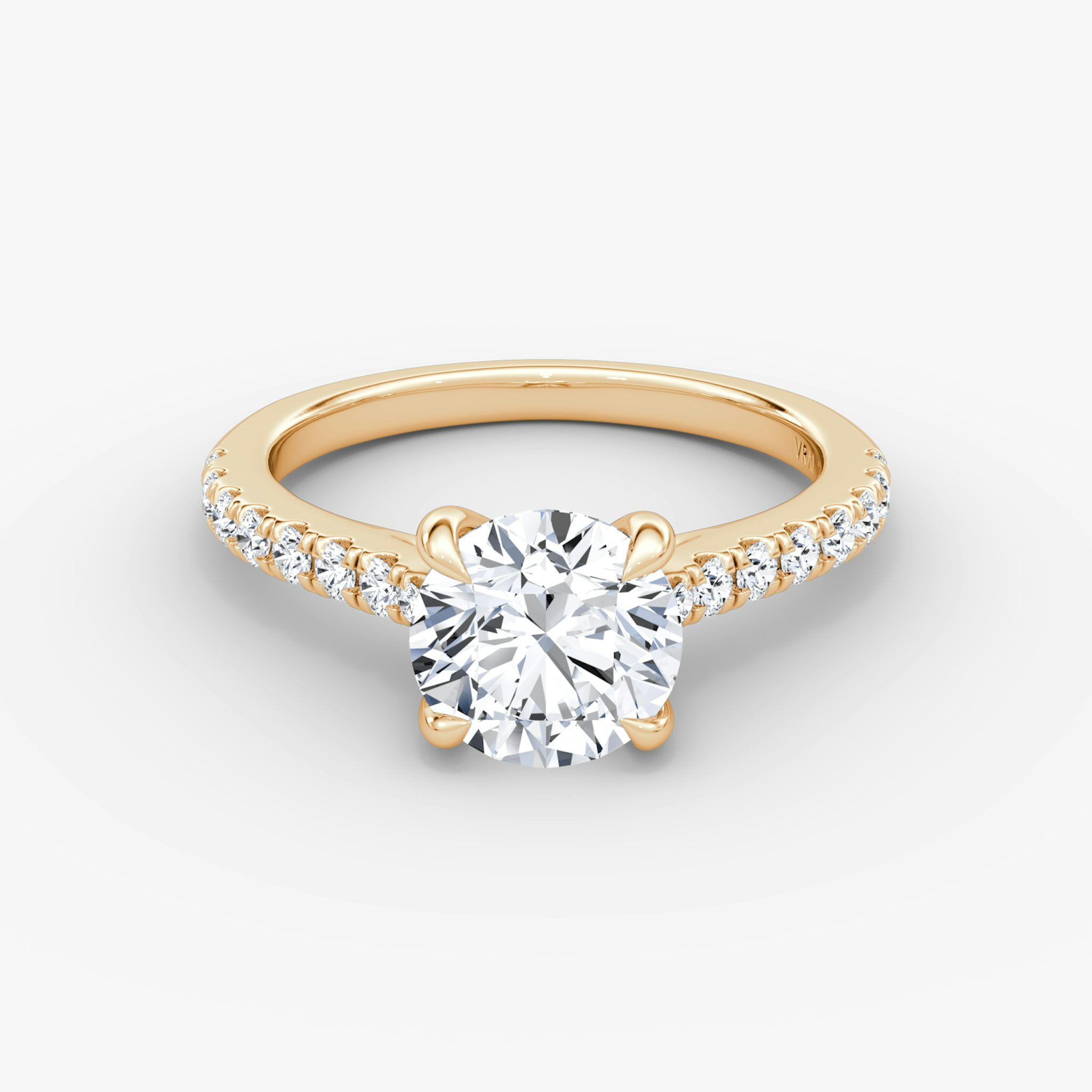 The Trellis Cathedral | Round Brilliant | 14k | Rose Gold | bandAccent: Pavé | caratWeight: other | diamondOrientation: vertical