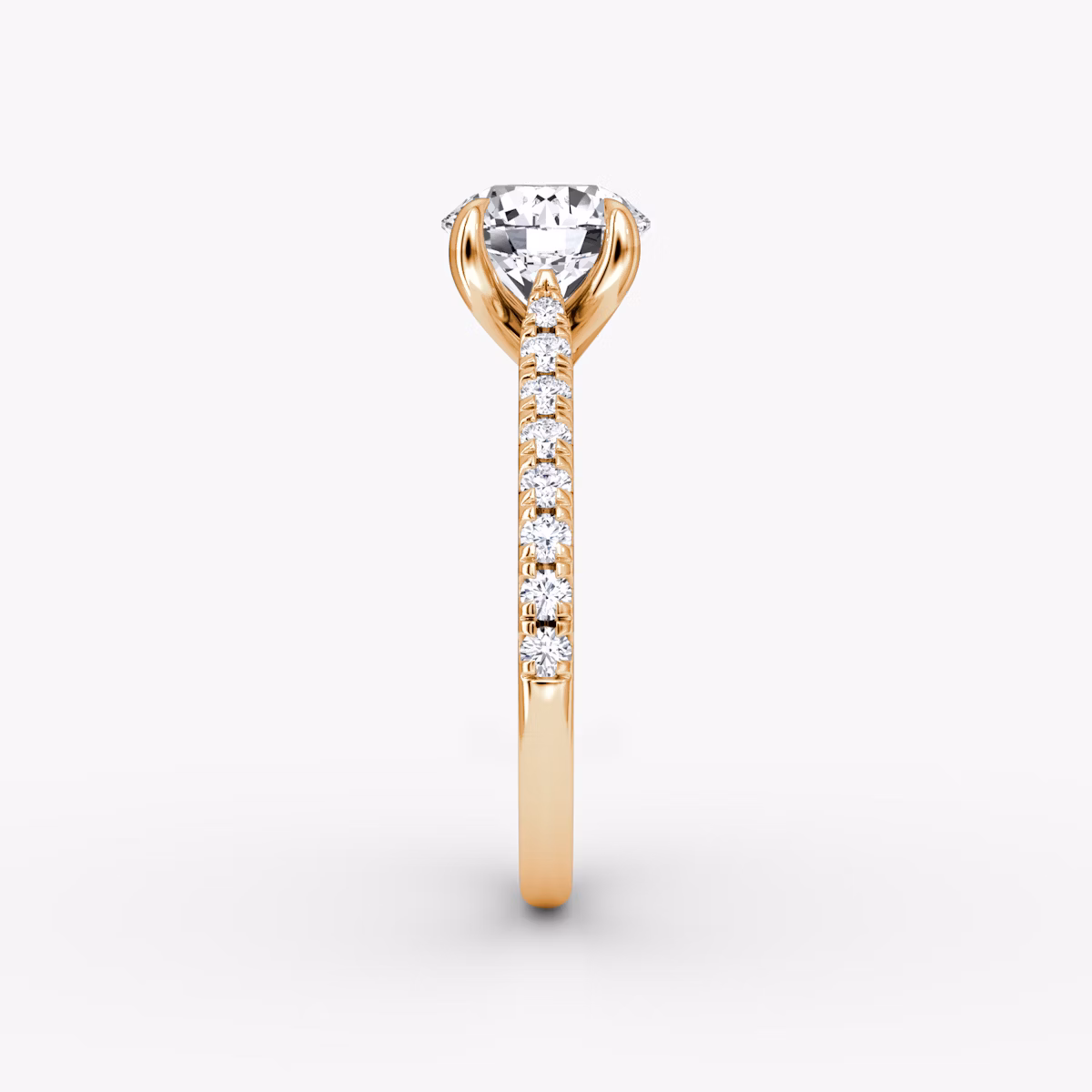 The Trellis Cathedral | Round Brilliant | 14k | Rose Gold | bandAccent: Pavé | caratWeight: other | diamondOrientation: vertical