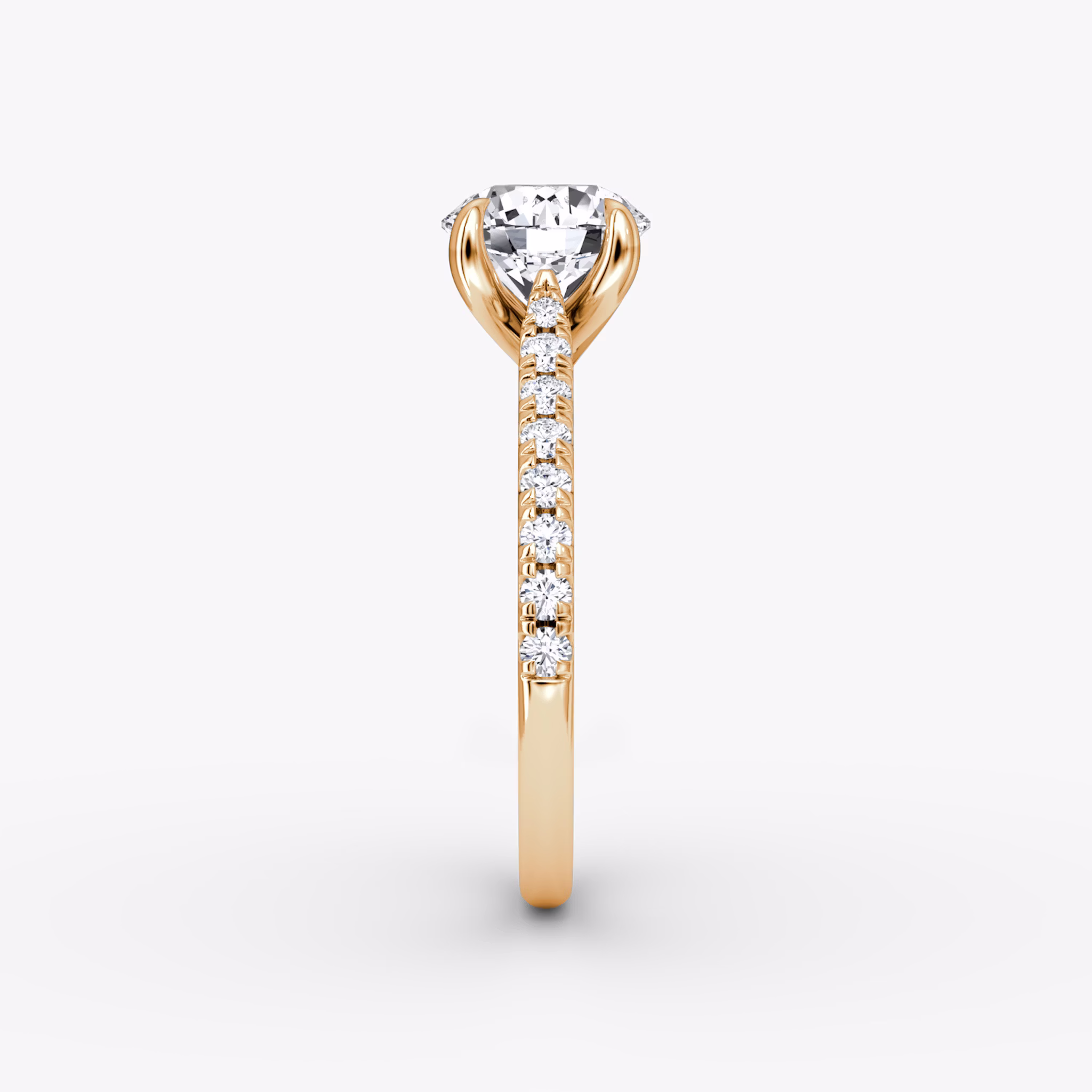 The Trellis Cathedral | Round Brilliant | 14k | Rose Gold | bandAccent: Pavé | caratWeight: other | diamondOrientation: vertical