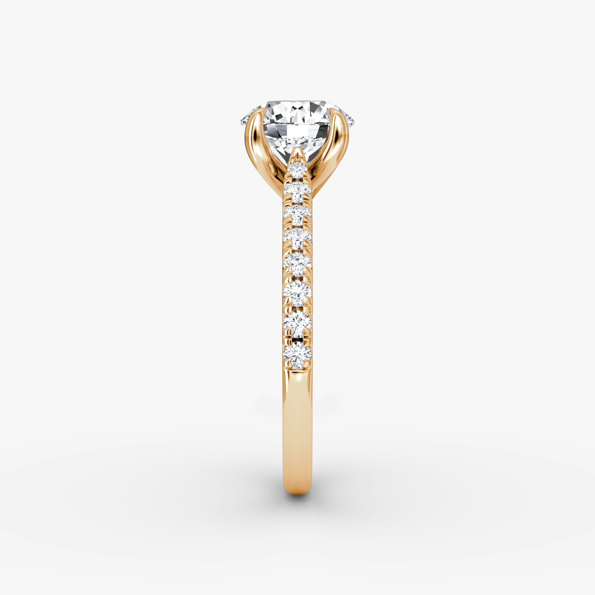 The Trellis Cathedral | Round Brilliant | 14k | Rose Gold | bandAccent: Pavé | caratWeight: other | diamondOrientation: vertical