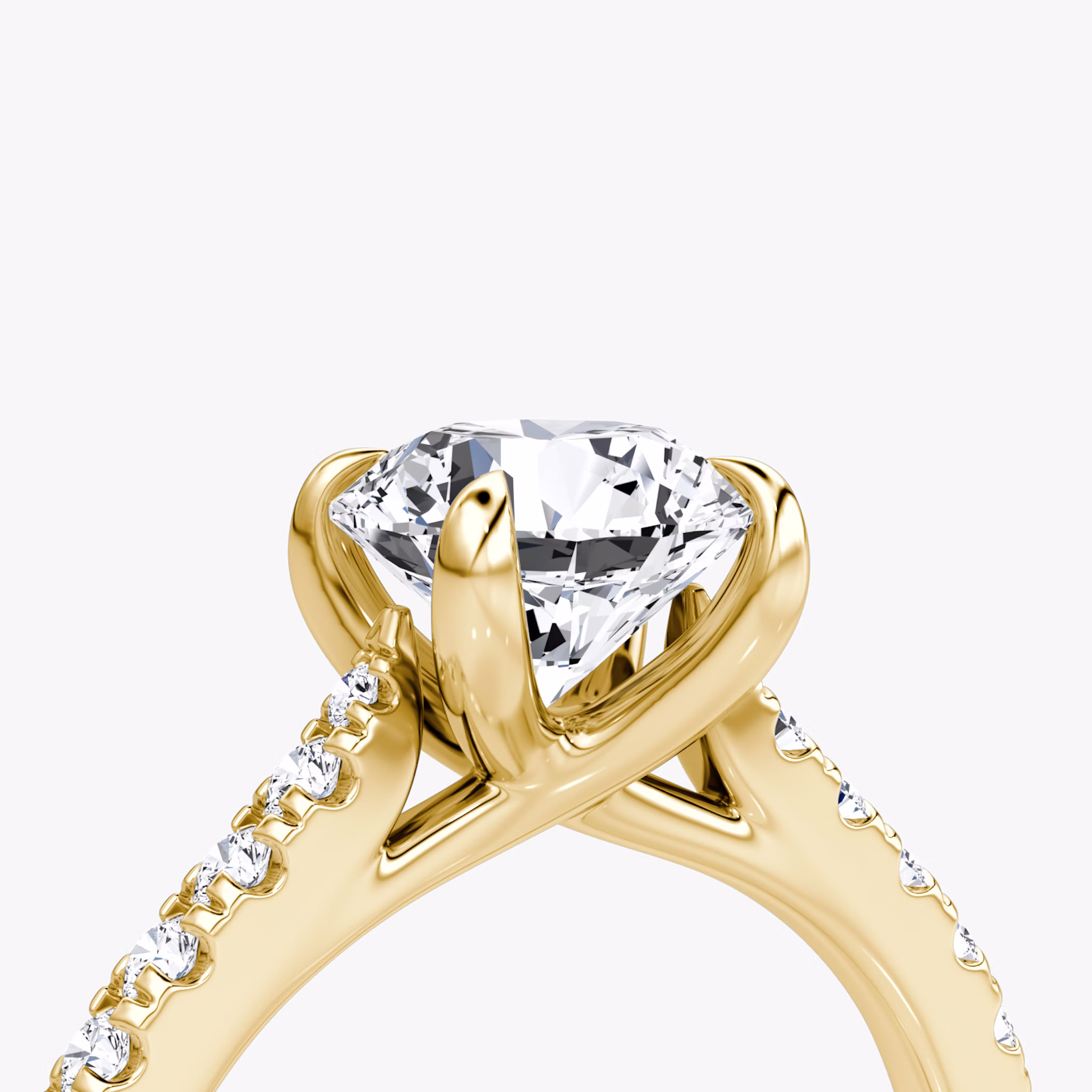 The Trellis Cathedral | Round Brilliant | 18k | Yellow Gold | bandAccent: Pavé | caratWeight: other | diamondOrientation: vertical