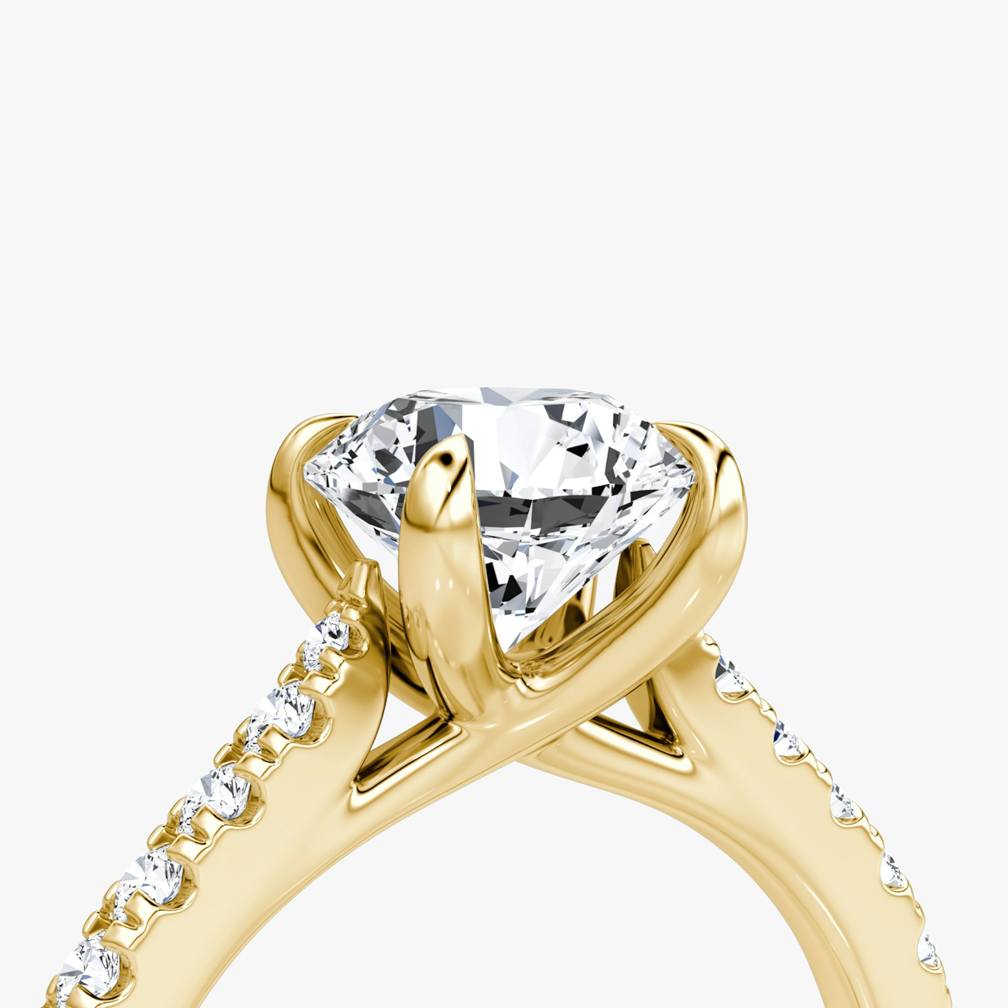 The Trellis Cathedral | Round Brilliant | 18k | Yellow Gold | bandAccent: Pavé | caratWeight: other | diamondOrientation: vertical
