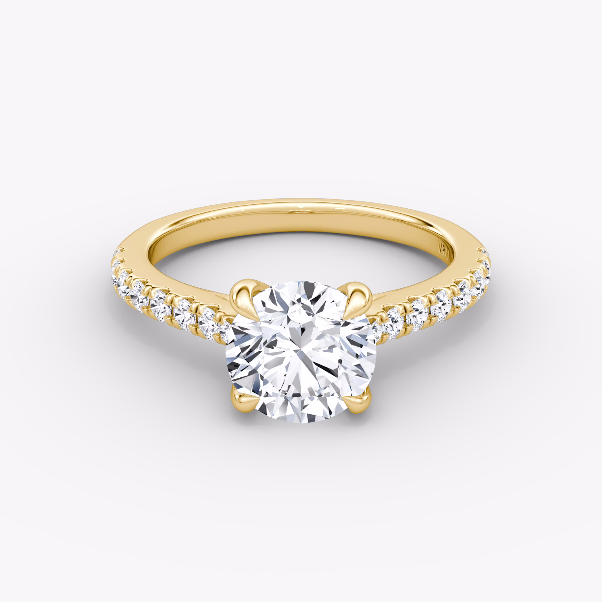 The Trellis Cathedral | Round Brilliant | 18k | Yellow Gold | bandAccent: Pavé | caratWeight: other | diamondOrientation: vertical