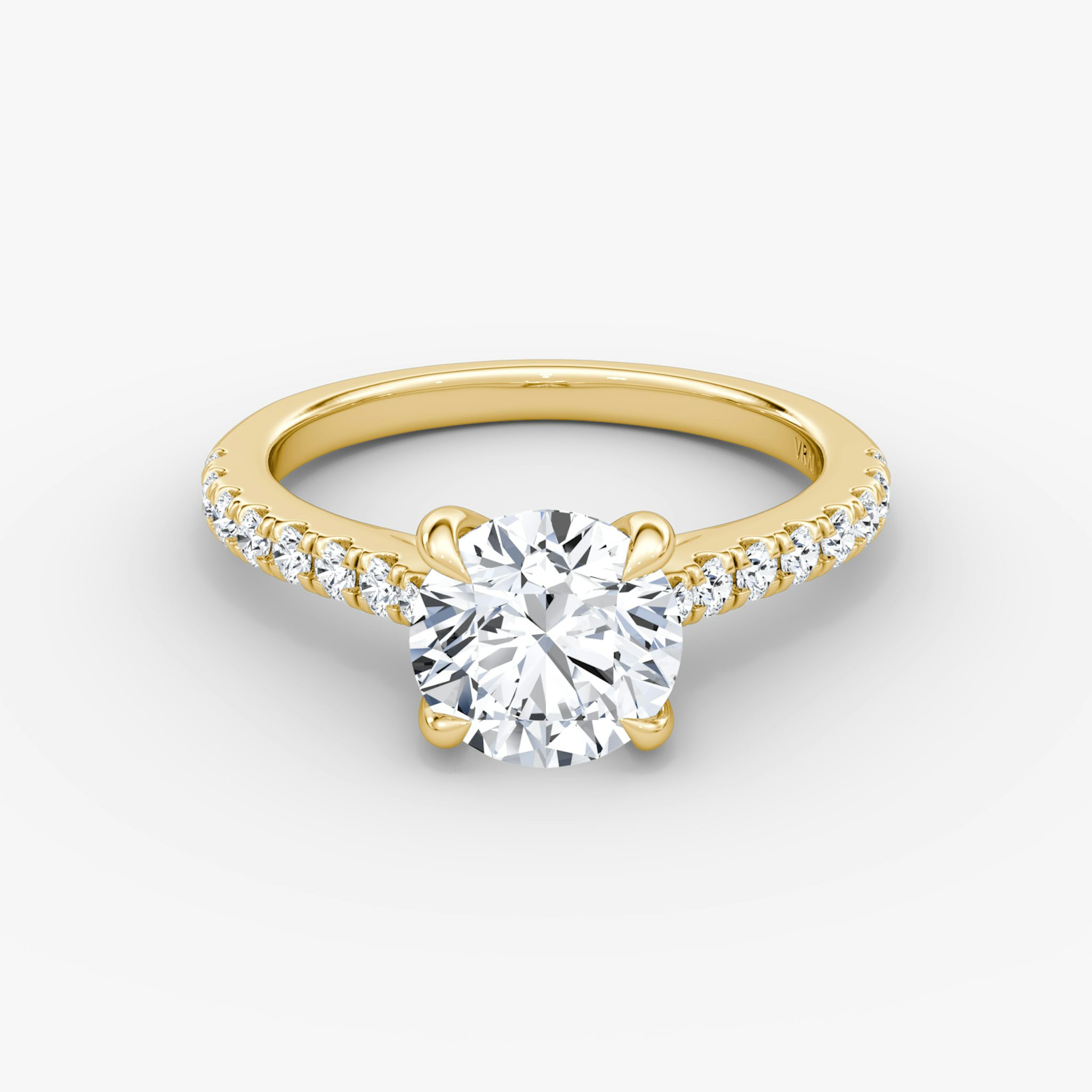 The Trellis Cathedral | Round Brilliant | 18k | Yellow Gold | bandAccent: Pavé | caratWeight: other | diamondOrientation: vertical