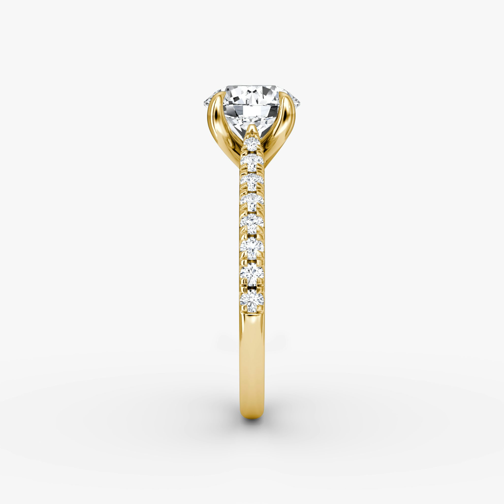 The Trellis Cathedral | Round Brilliant | 18k | Yellow Gold | bandAccent: Pavé | caratWeight: other | diamondOrientation: vertical