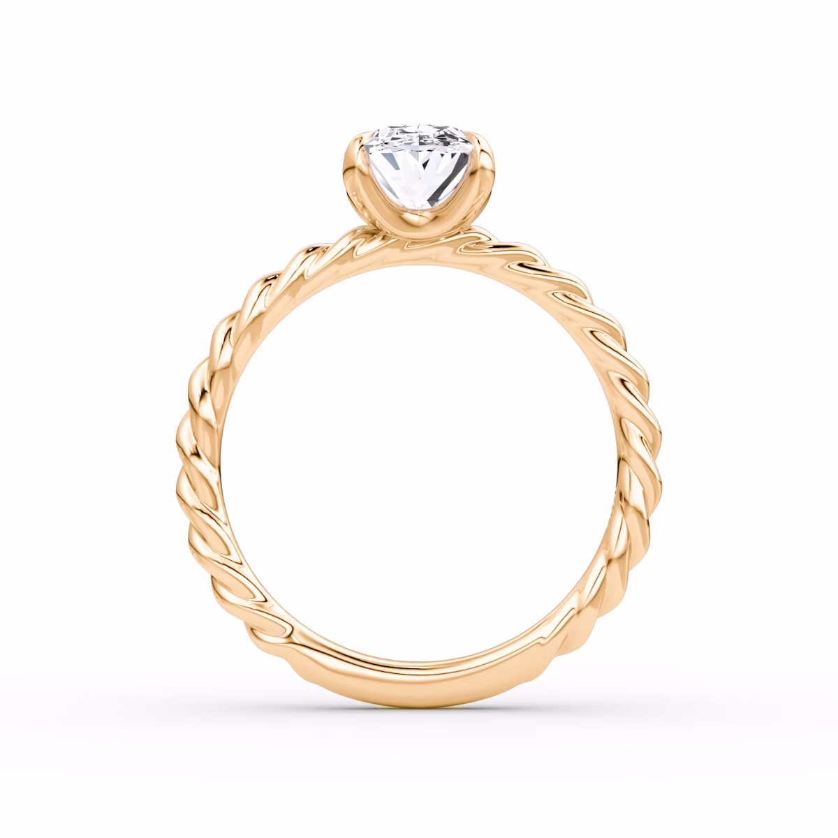 The Classic Rope | Oval | 14k | Rose Gold | bandAccent: Plain | diamondOrientation: vertical | caratWeight: other