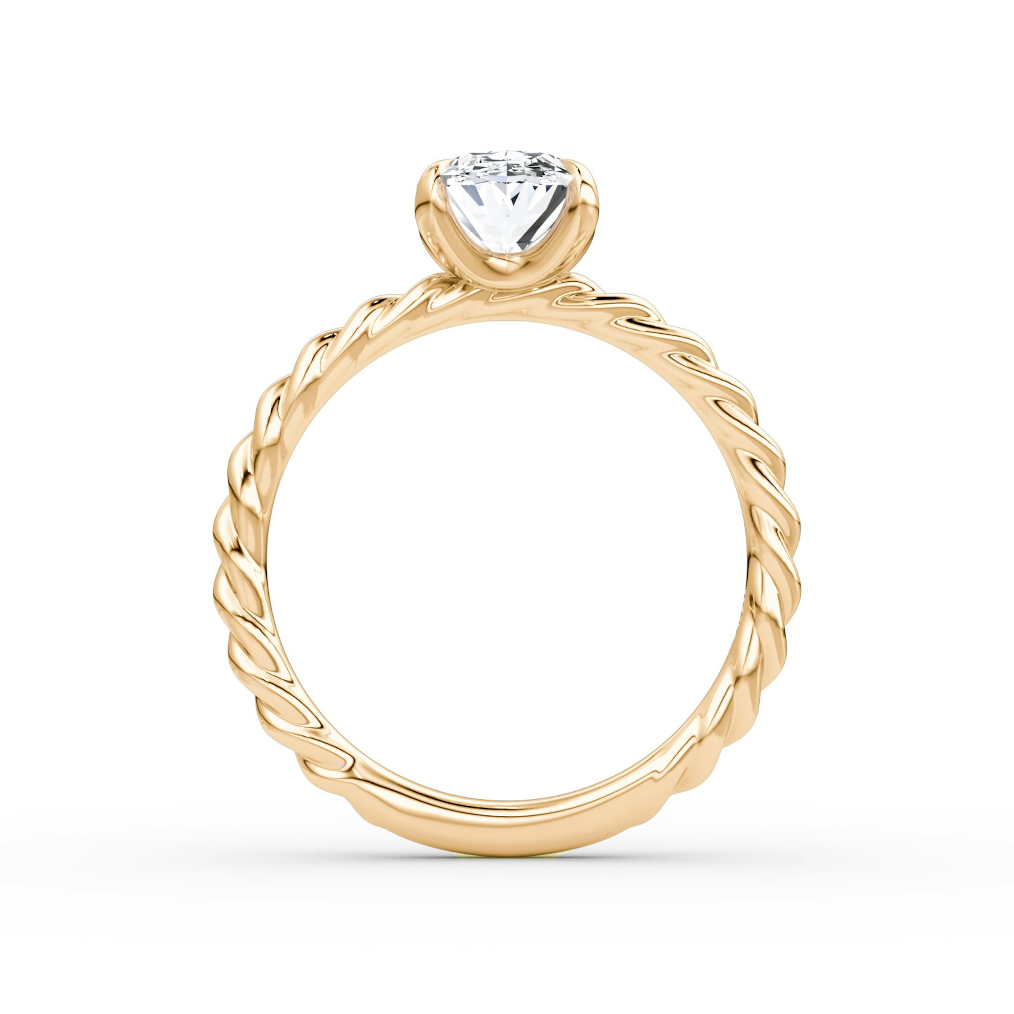 The Classic Rope | Oval | 14k | Rose Gold | bandAccent: Plain | diamondOrientation: vertical | caratWeight: other