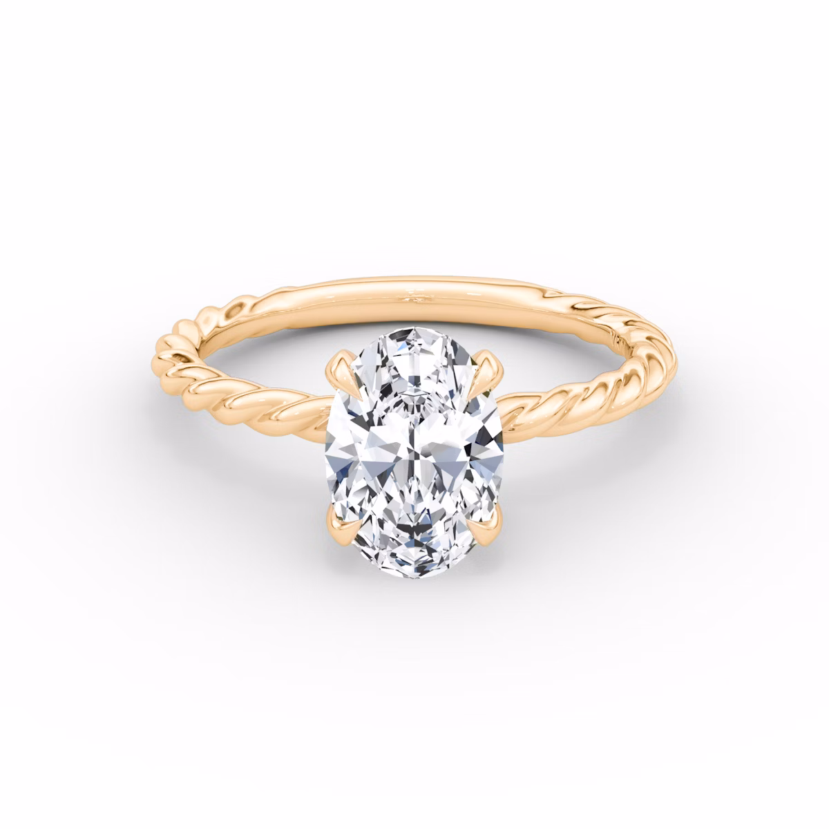 The Classic Rope | Oval | 14k | Rose Gold | bandAccent: Plain | diamondOrientation: vertical | caratWeight: other