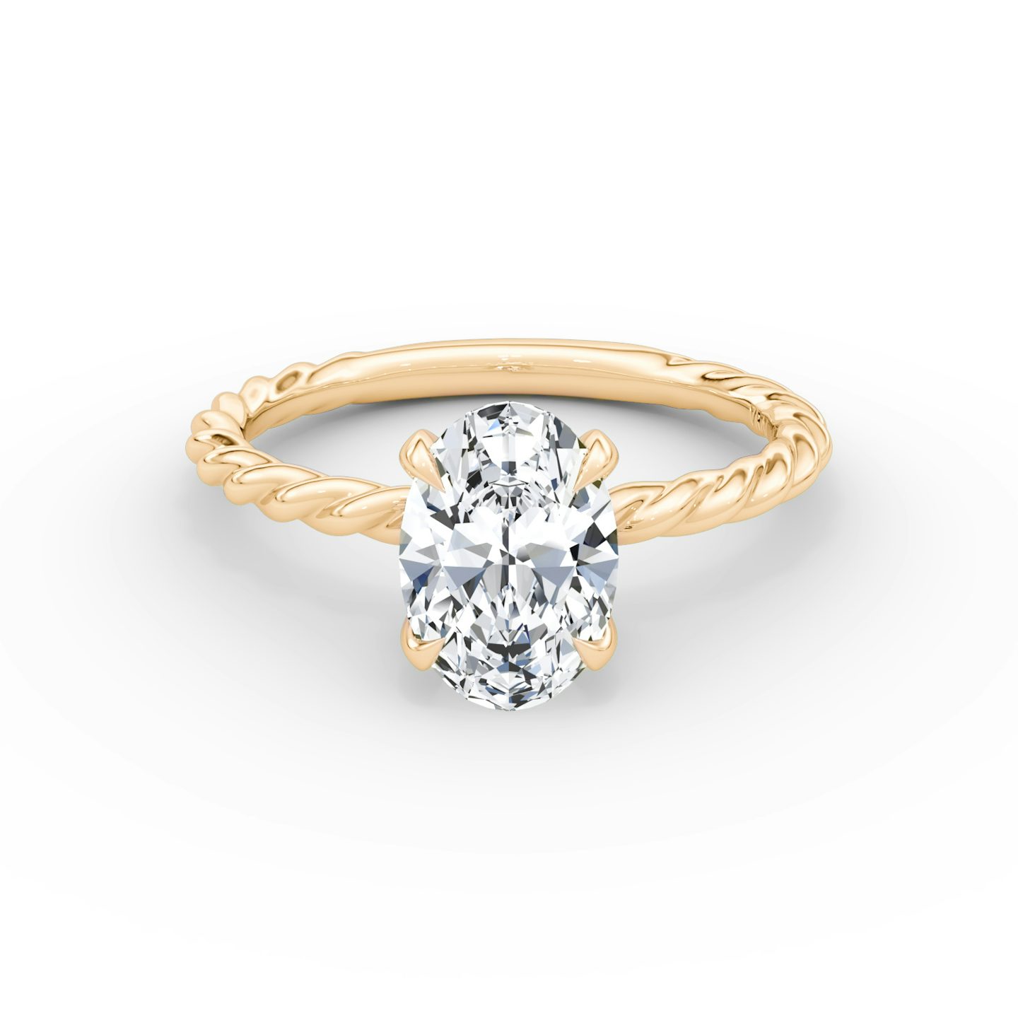 The Classic Rope | Oval | 14k | Rose Gold | bandAccent: Plain | diamondOrientation: vertical | caratWeight: other