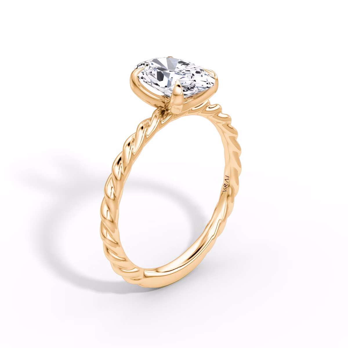 The Classic Rope | Oval | 14k | Rose Gold | bandAccent: Plain | diamondOrientation: vertical | caratWeight: other