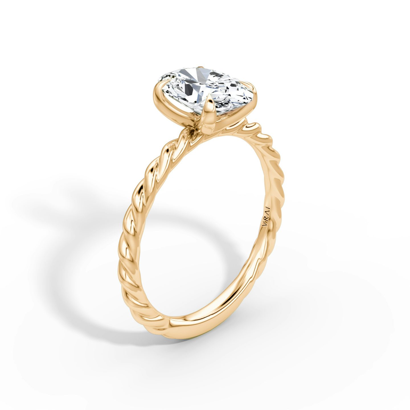 The Classic Rope | Oval | 14k | Rose Gold | bandAccent: Plain | diamondOrientation: vertical | caratWeight: other