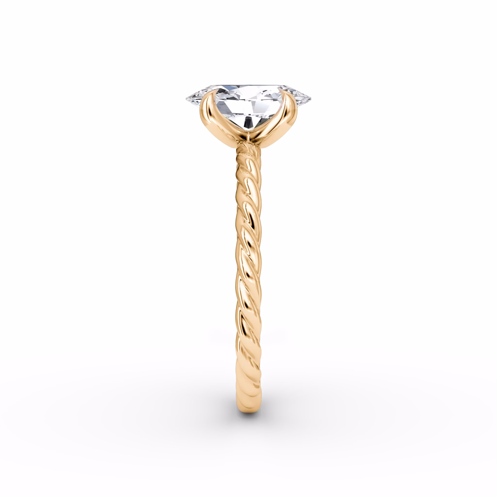 The Classic Rope | Oval | 14k | Rose Gold | bandAccent: Plain | diamondOrientation: vertical | caratWeight: other