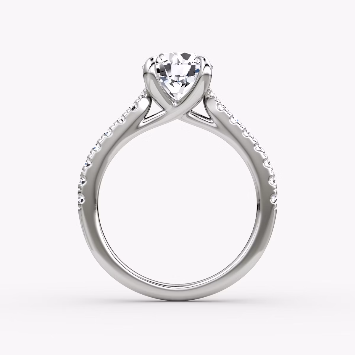 The Trellis Cathedral | Round Brilliant | Platinum | bandAccent: Pavé | caratWeight: other | diamondOrientation: vertical
