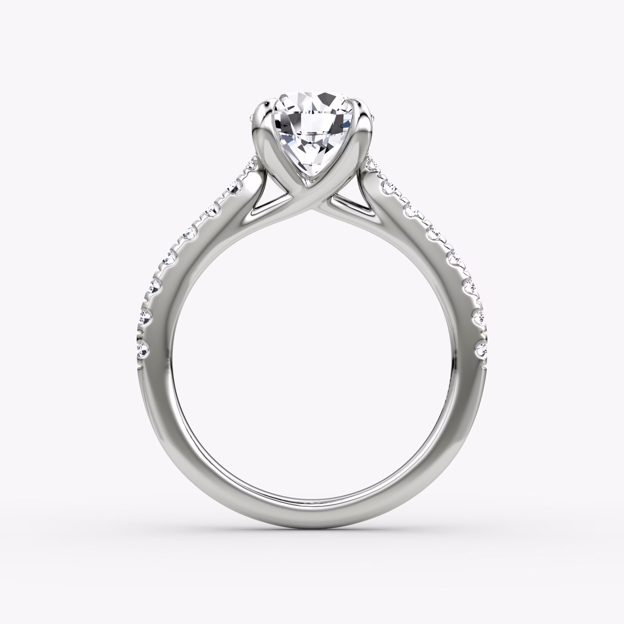 The Trellis Cathedral | Round Brilliant | 18k | White Gold | bandAccent: Pavé | caratWeight: other | diamondOrientation: vertical