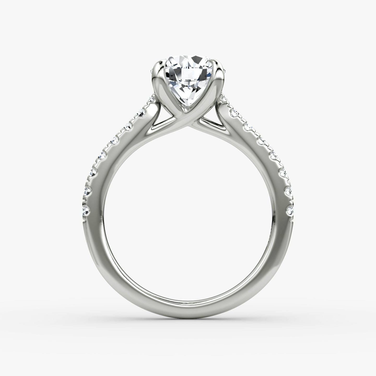 The Trellis Cathedral | Round Brilliant | Platinum | bandAccent: Pavé | caratWeight: 1.5ct | diamondOrientation: vertical