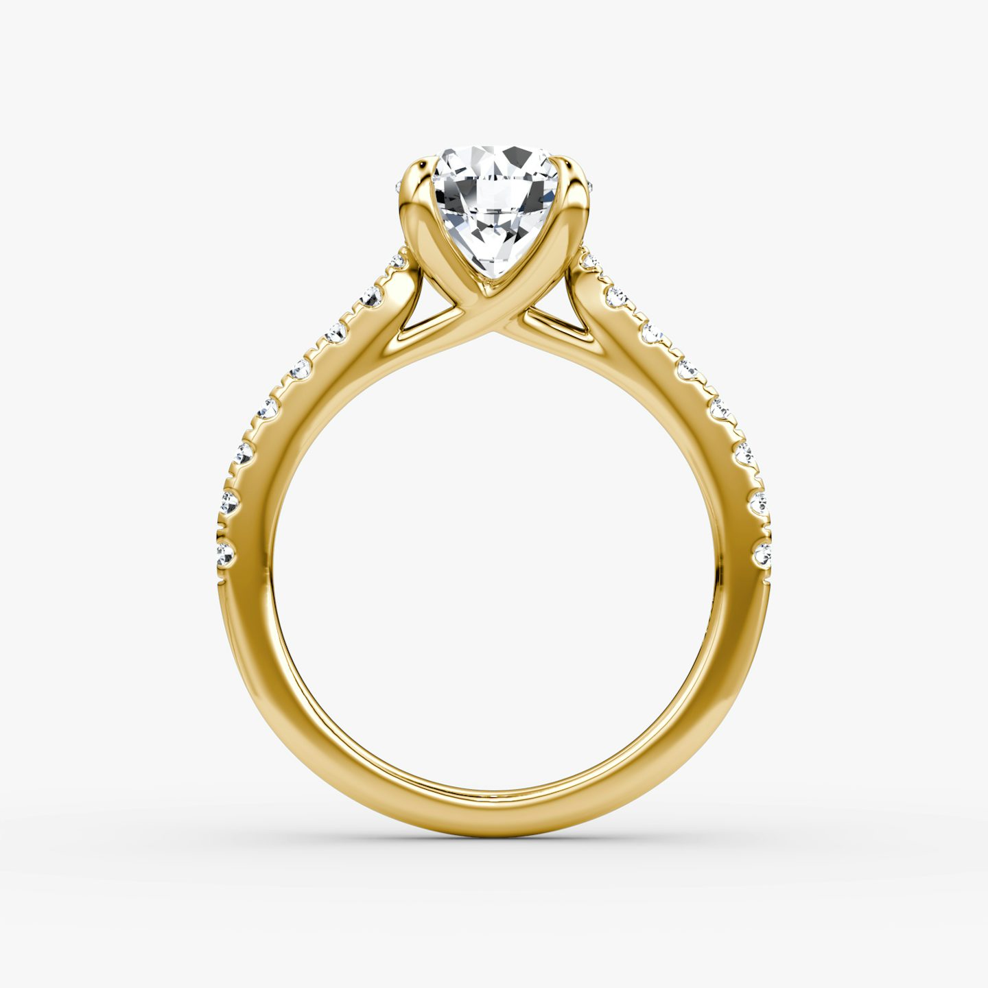 Anillo de compromiso Trellis Cathedral | Brillante | 18k | Oro amarillo | bandAccent: Pavé | caratWeight: other | diamondOrientation: vertical