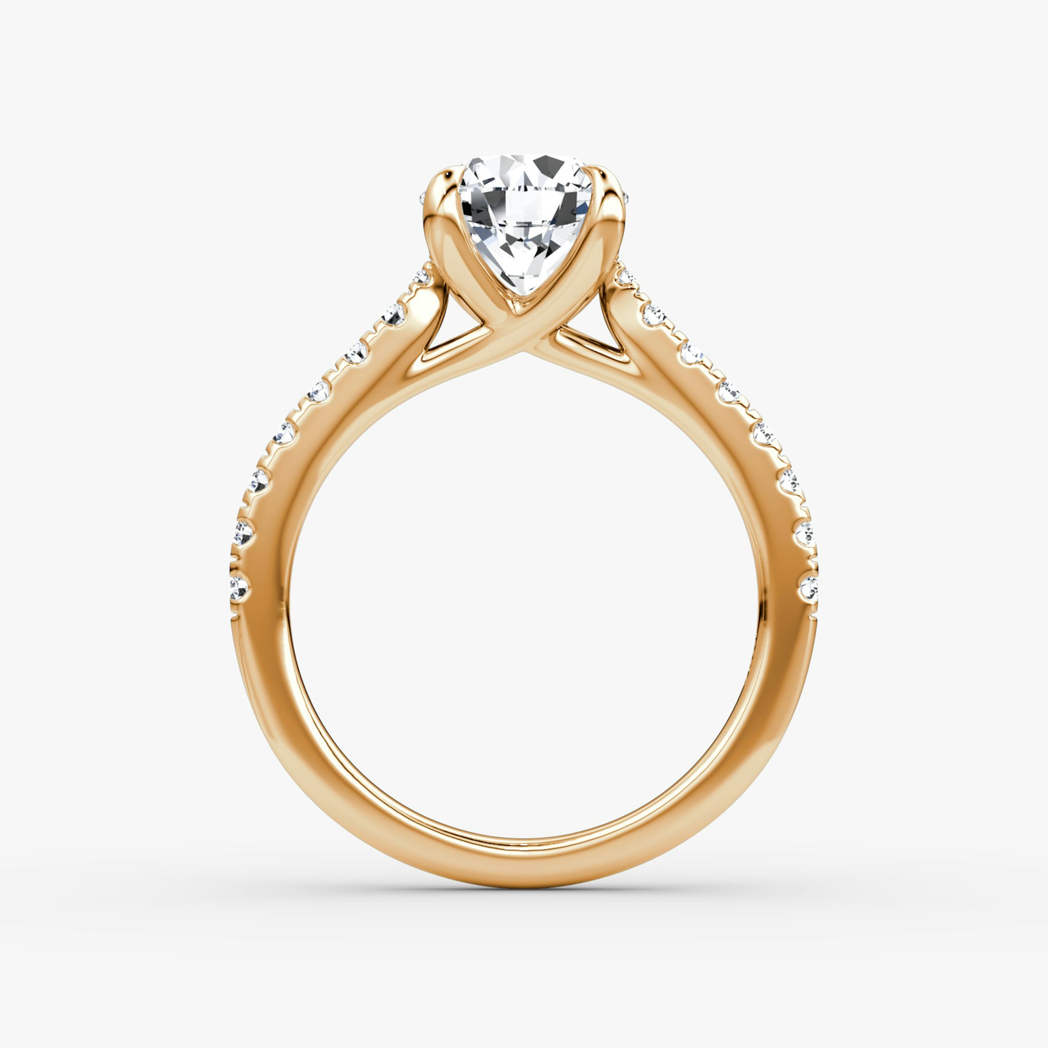 The Trellis Cathedral | Round Brilliant | 14k | Rose Gold | bandAccent: Pavé | caratWeight: other | diamondOrientation: vertical