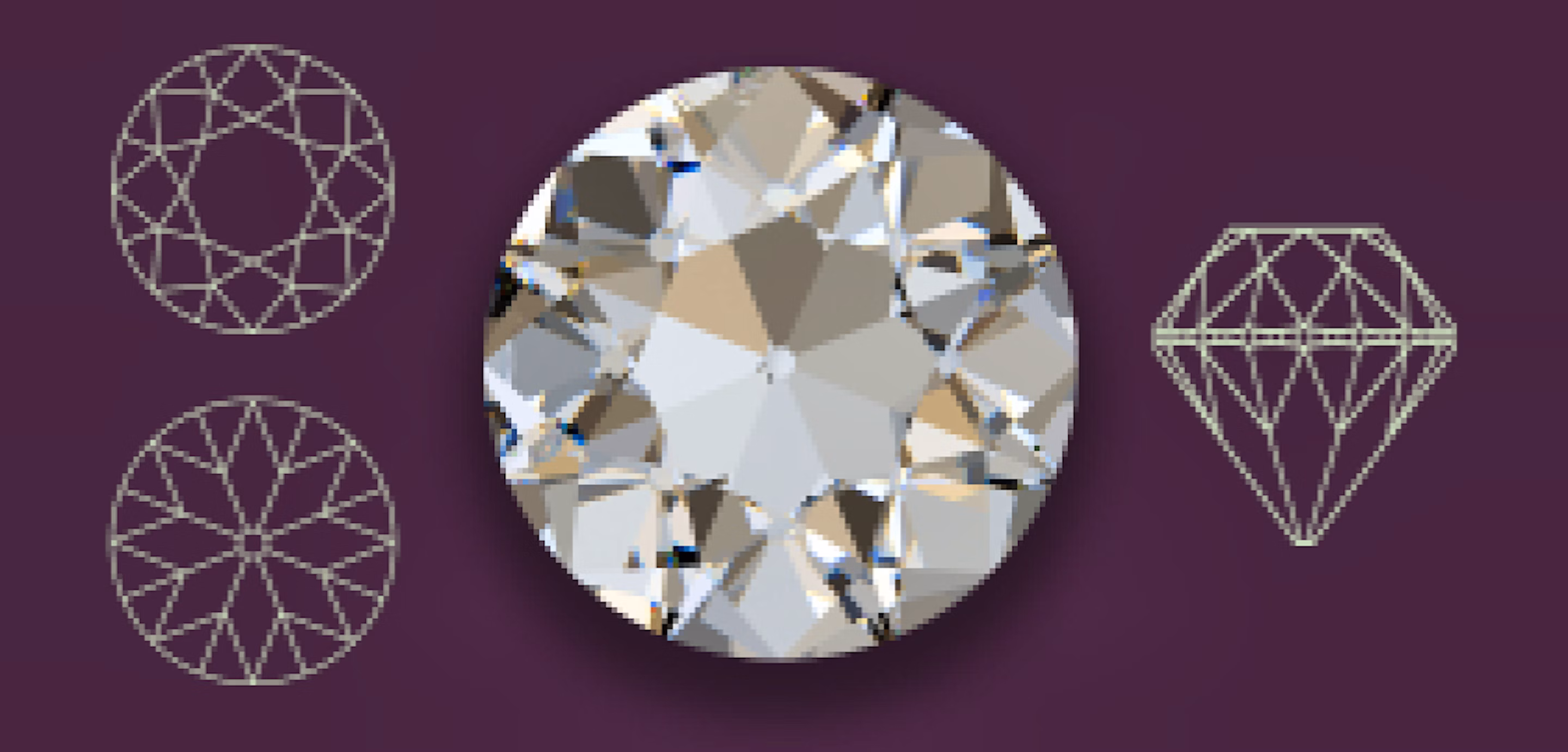 top, bottom, side and rendering of an old European cut diamond