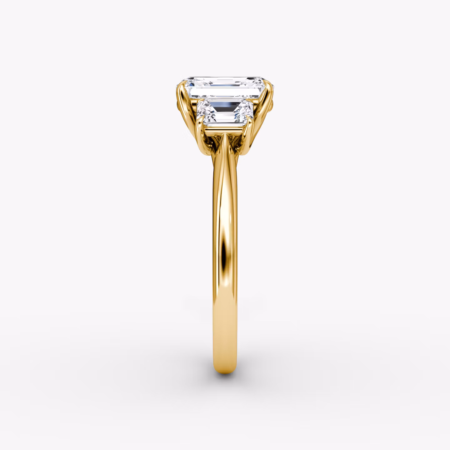 The Trellis Three Stone | Emerald | 18k | Yellow Gold | bandAccent: Plain | diamondOrientation: vertical | caratWeight: other