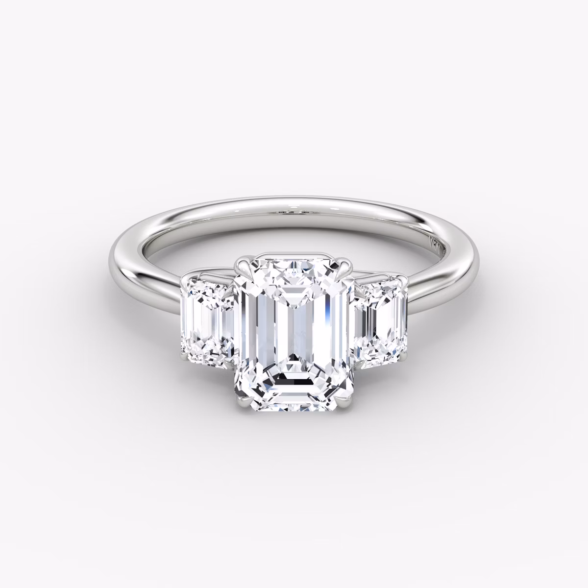 The Trellis Three Stone | Emerald | Platinum | bandAccent: Plain | diamondOrientation: vertical | caratWeight: other