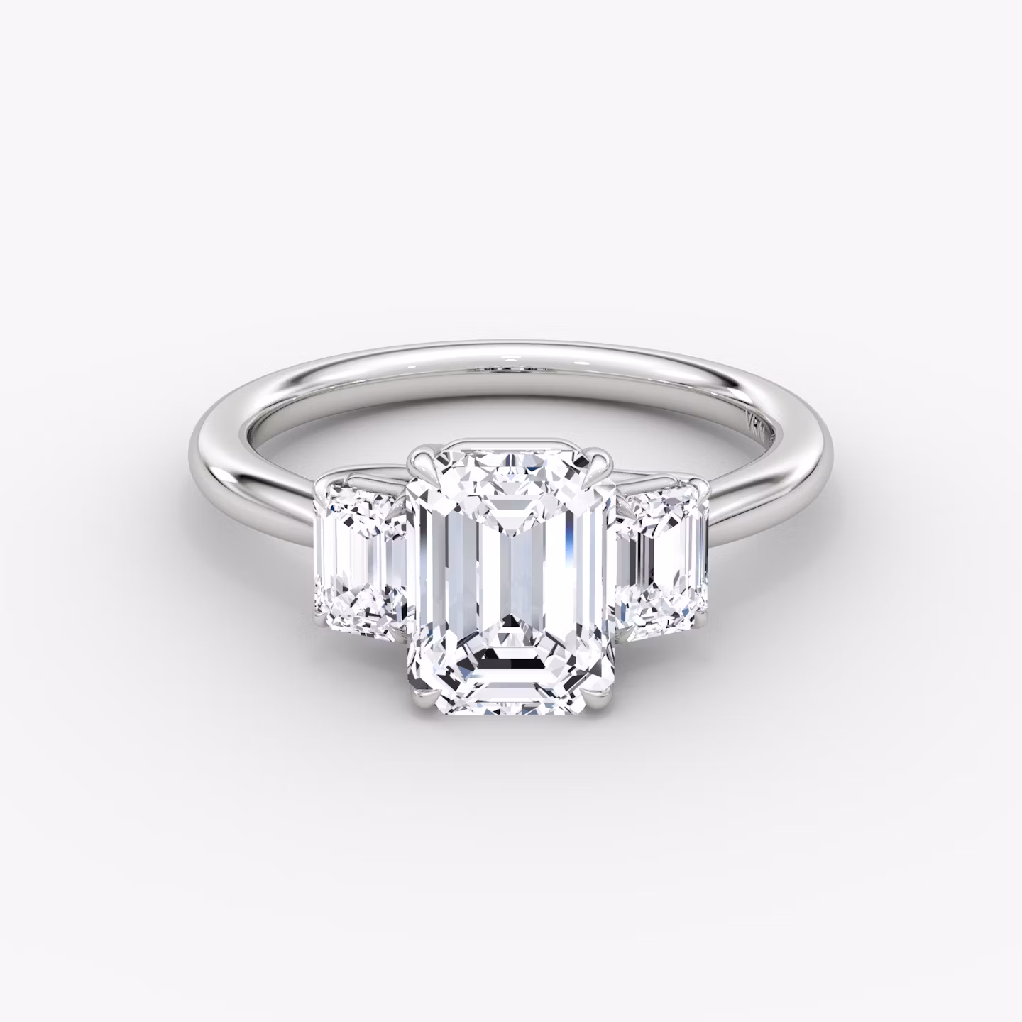 The Trellis Three Stone | Emerald | Platinum | bandAccent: Plain | diamondOrientation: vertical | caratWeight: other