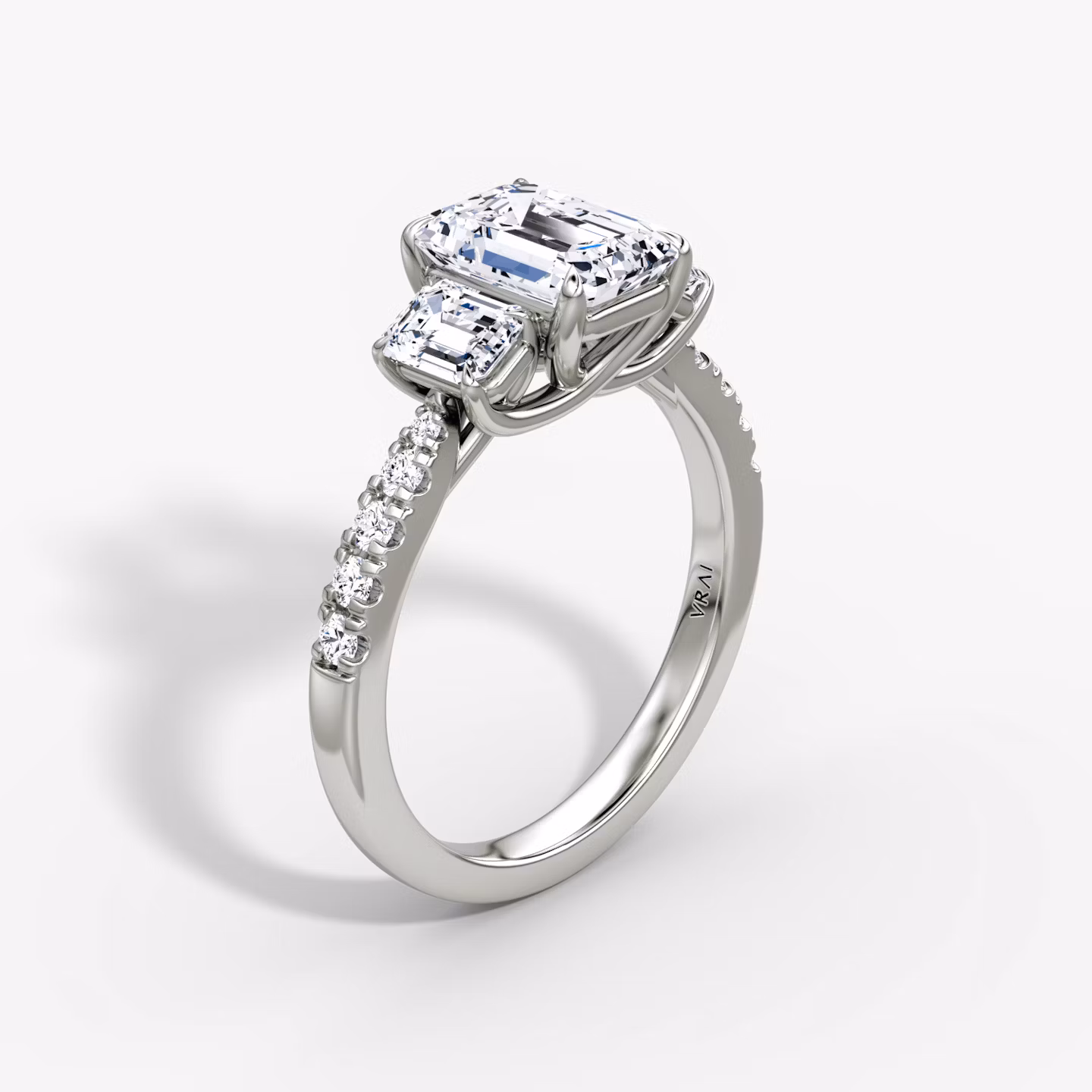 The Trellis Three Stone Emerald | Platinum