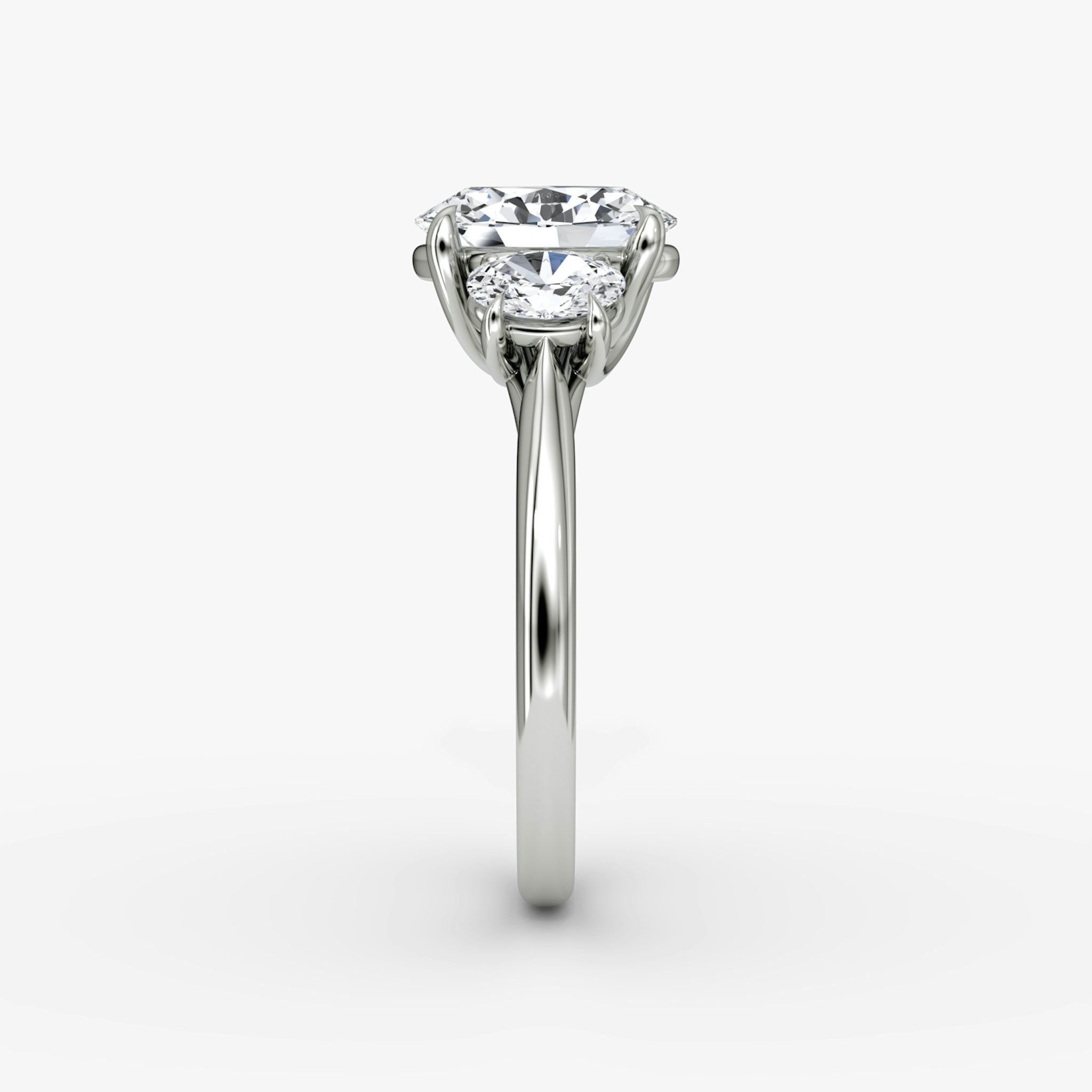 The Trellis Three Stone | Oval | Platinum | bandAccent: Plain | diamondOrientation: vertical | caratWeight: other