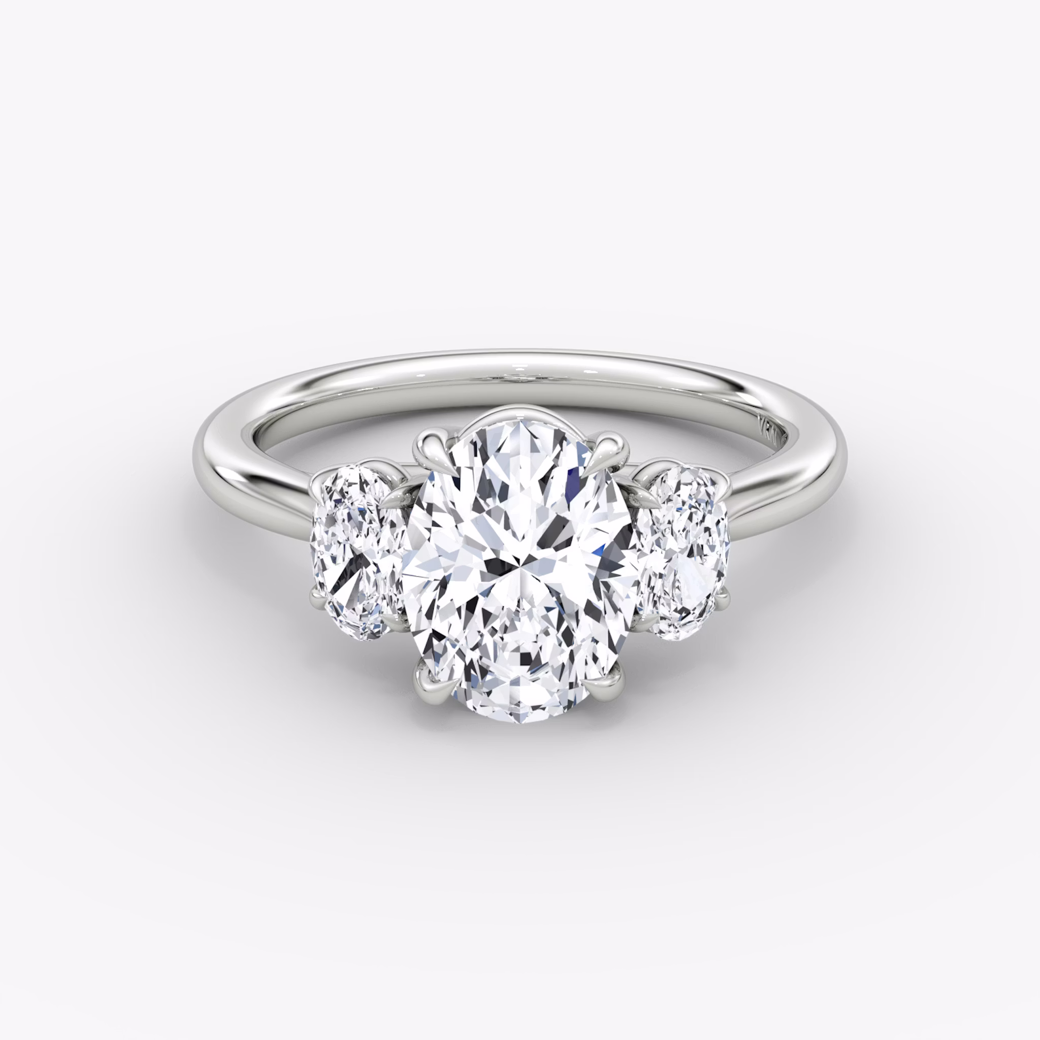 The Trellis Three Stone | Oval | Platinum | bandAccent: Plain | diamondOrientation: vertical | caratWeight: other