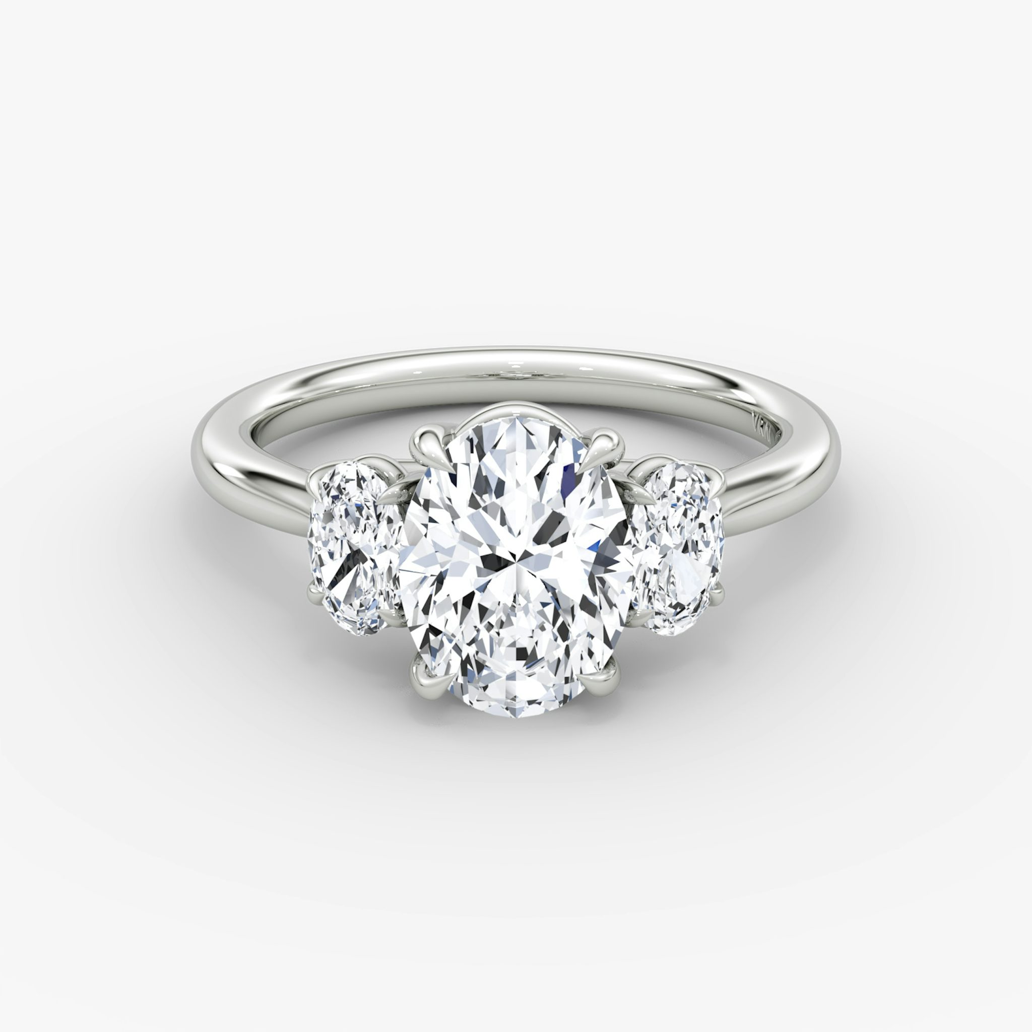 The Trellis Three Stone | Oval | Platinum | bandAccent: Plain | diamondOrientation: vertical | caratWeight: other