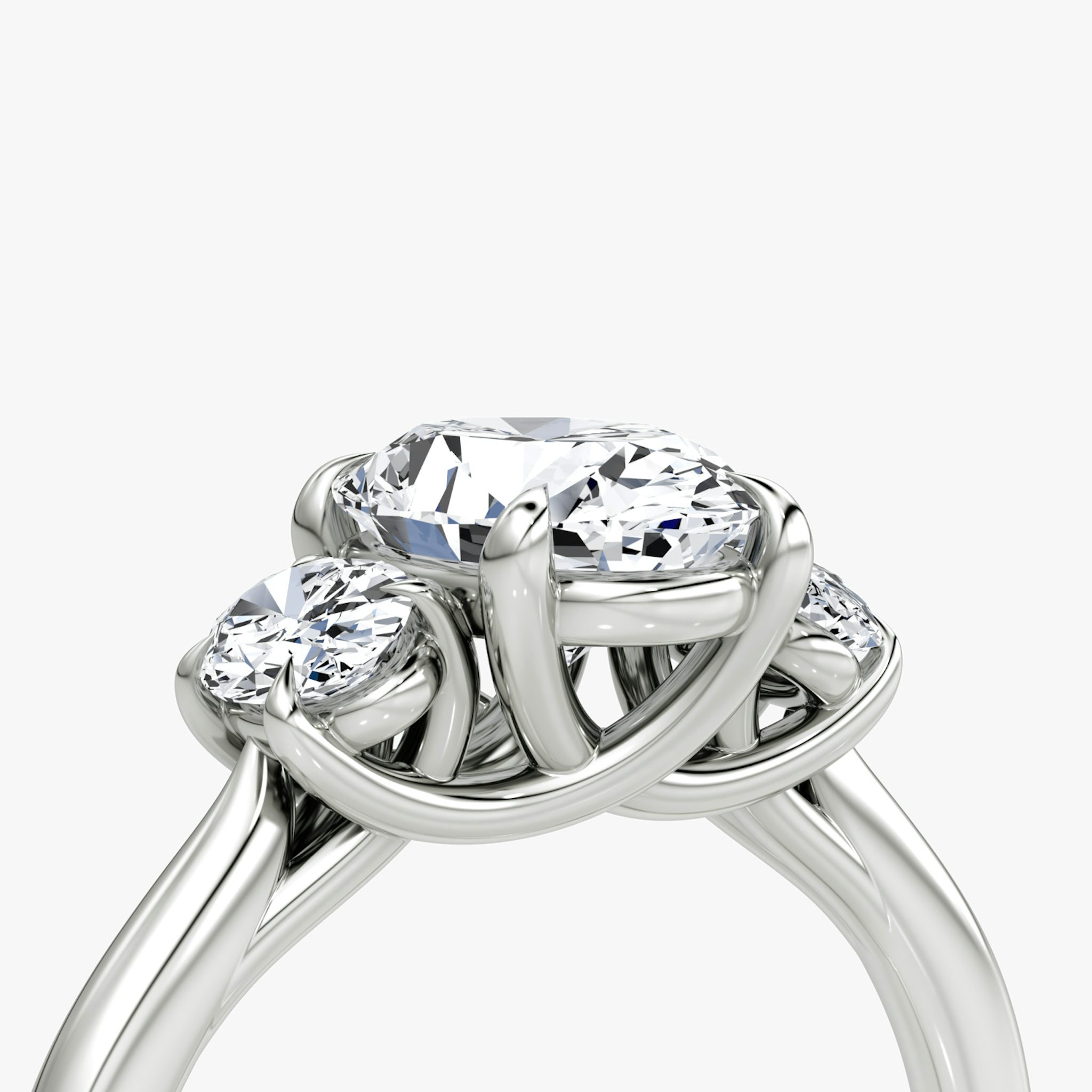 The Trellis Three Stone | Oval | Platinum | bandAccent: Plain | diamondOrientation: vertical | caratWeight: other