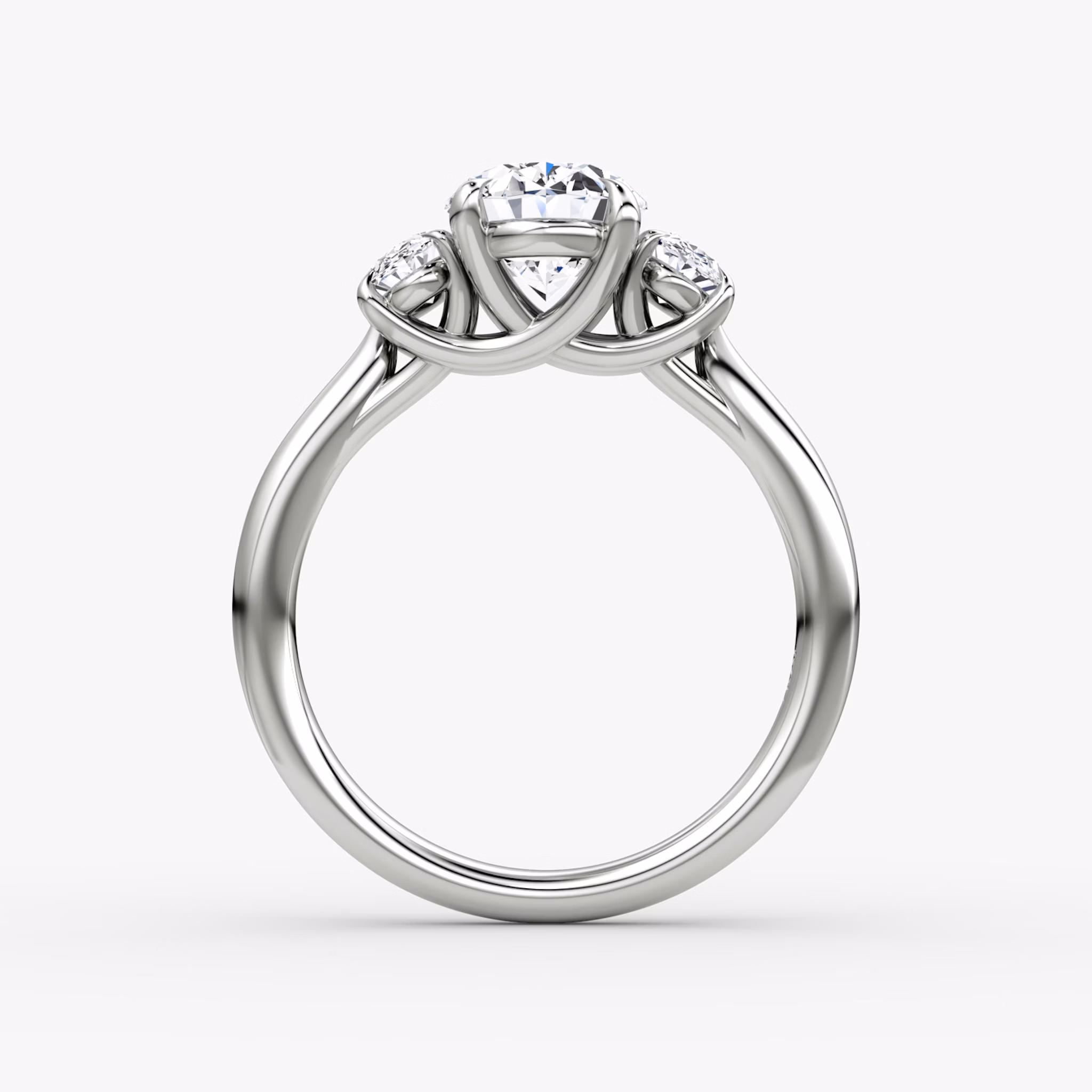 The Trellis Three Stone | Oval | Platinum | bandAccent: Plain | diamondOrientation: vertical | caratWeight: other