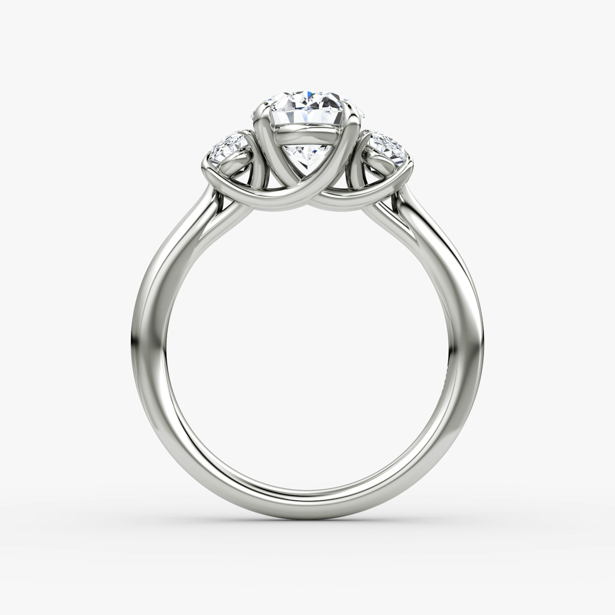 The Trellis Three Stone | Oval | Platinum | bandAccent: Plain | diamondOrientation: vertical | caratWeight: other