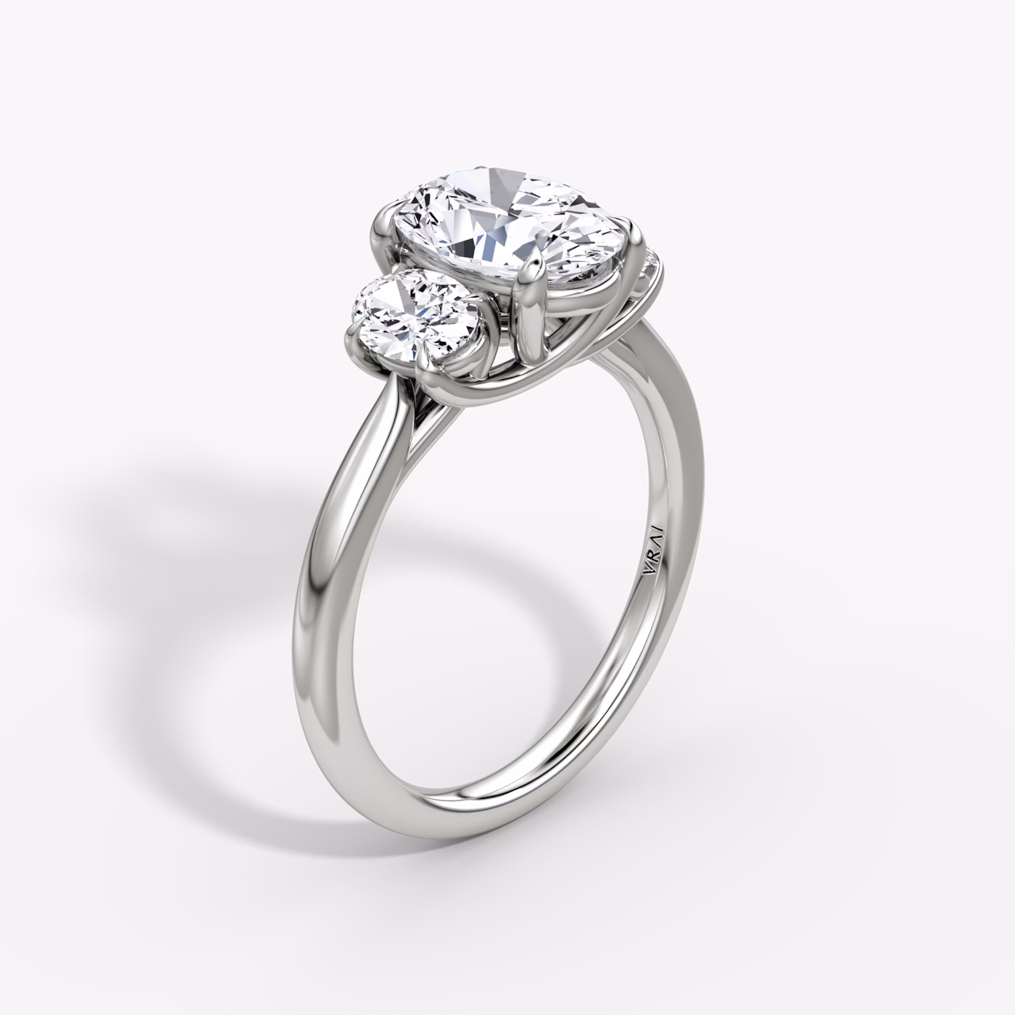 The Trellis Three Stone | Oval | Platinum | bandAccent: Plain | diamondOrientation: vertical | caratWeight: other