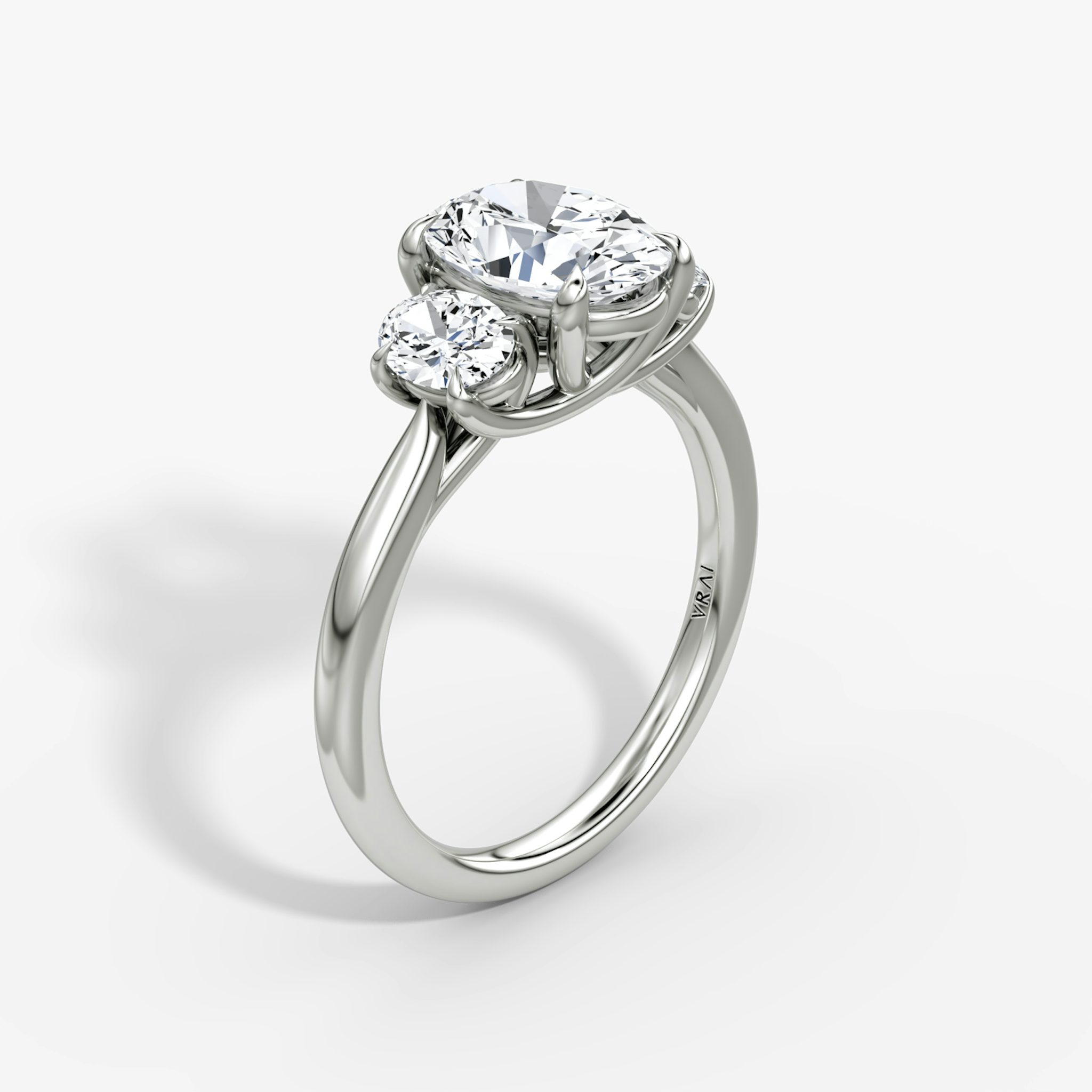 The Trellis Three Stone | Oval | Platinum | bandAccent: Plain | diamondOrientation: vertical | caratWeight: other