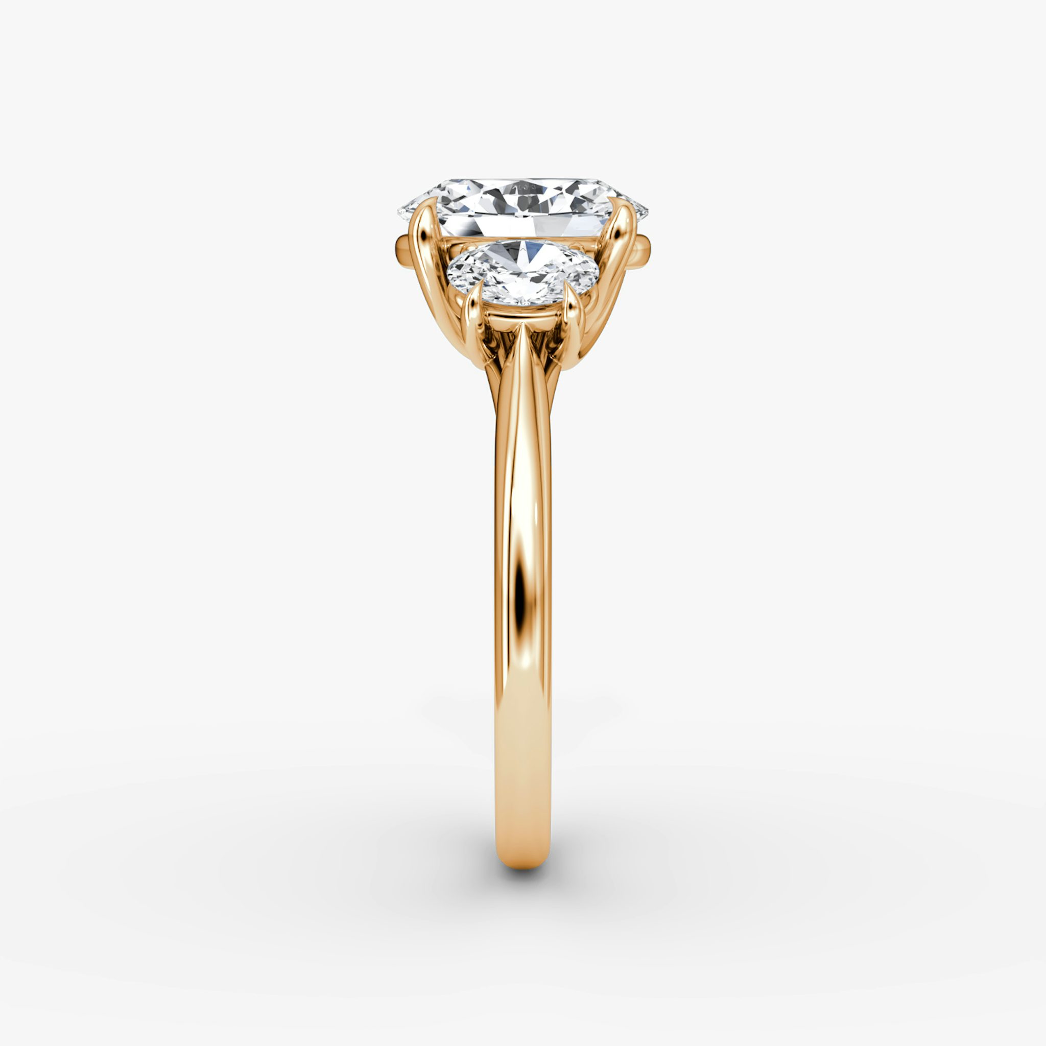 The Trellis Three Stone | Oval | 14k | Rose Gold | bandAccent: Plain | diamondOrientation: vertical | caratWeight: other