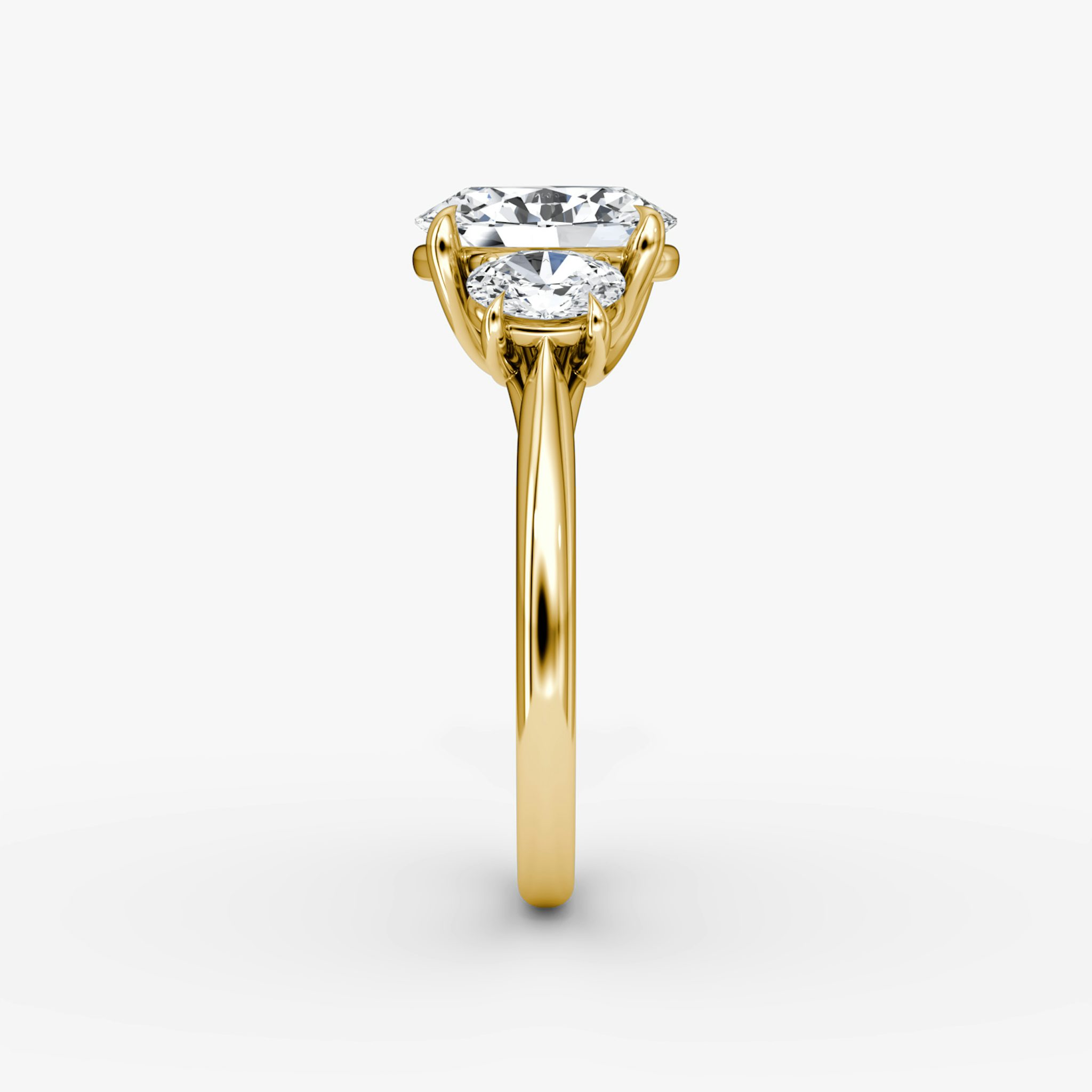 The Trellis Three Stone | Oval | 18k | Yellow Gold | bandAccent: Plain | diamondOrientation: vertical | caratWeight: other