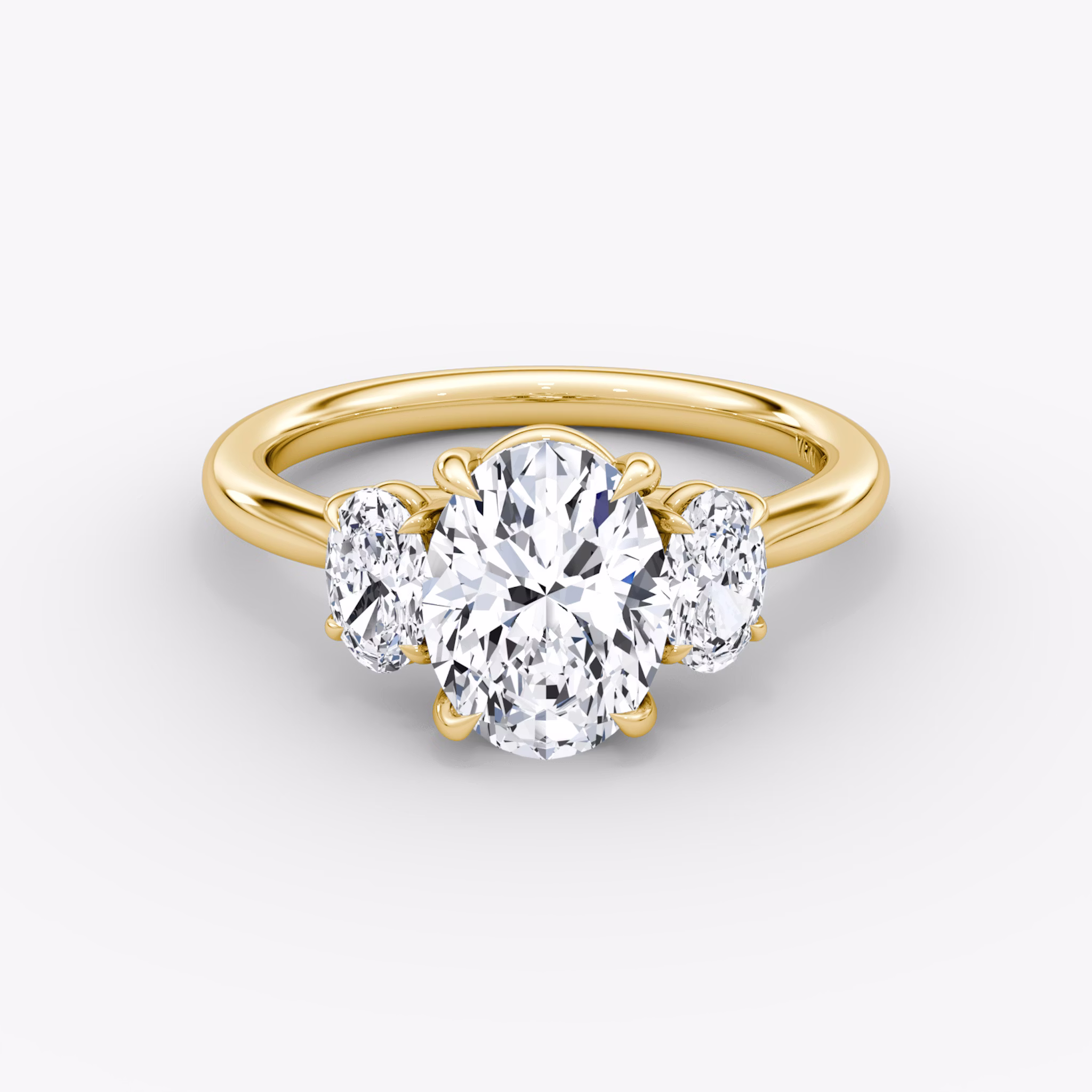The Trellis Three Stone | Oval | 18k | Yellow Gold | bandAccent: Plain | diamondOrientation: vertical | caratWeight: other
