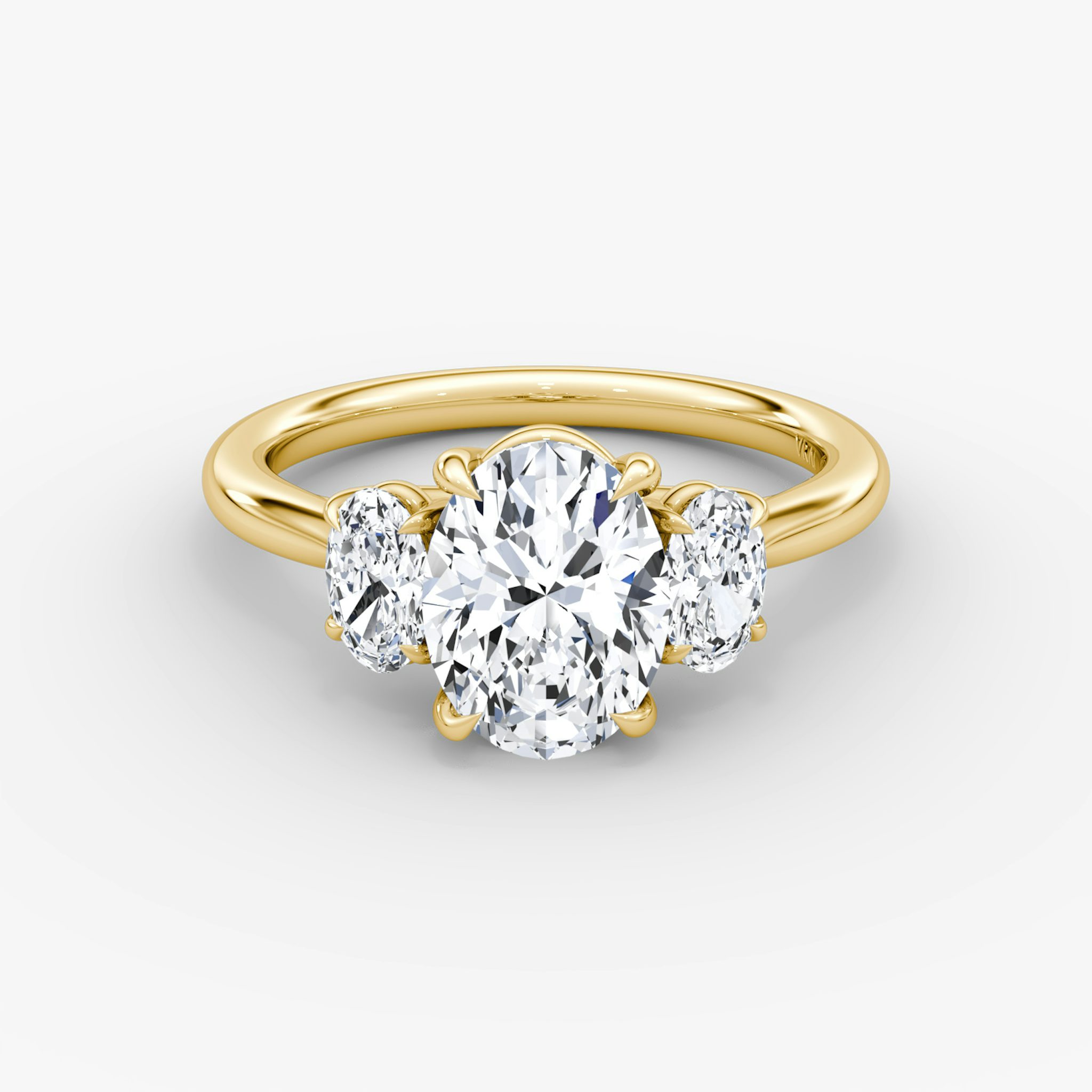 The Trellis Three Stone | Oval | 18k | Yellow Gold | bandAccent: Plain | diamondOrientation: vertical | caratWeight: other