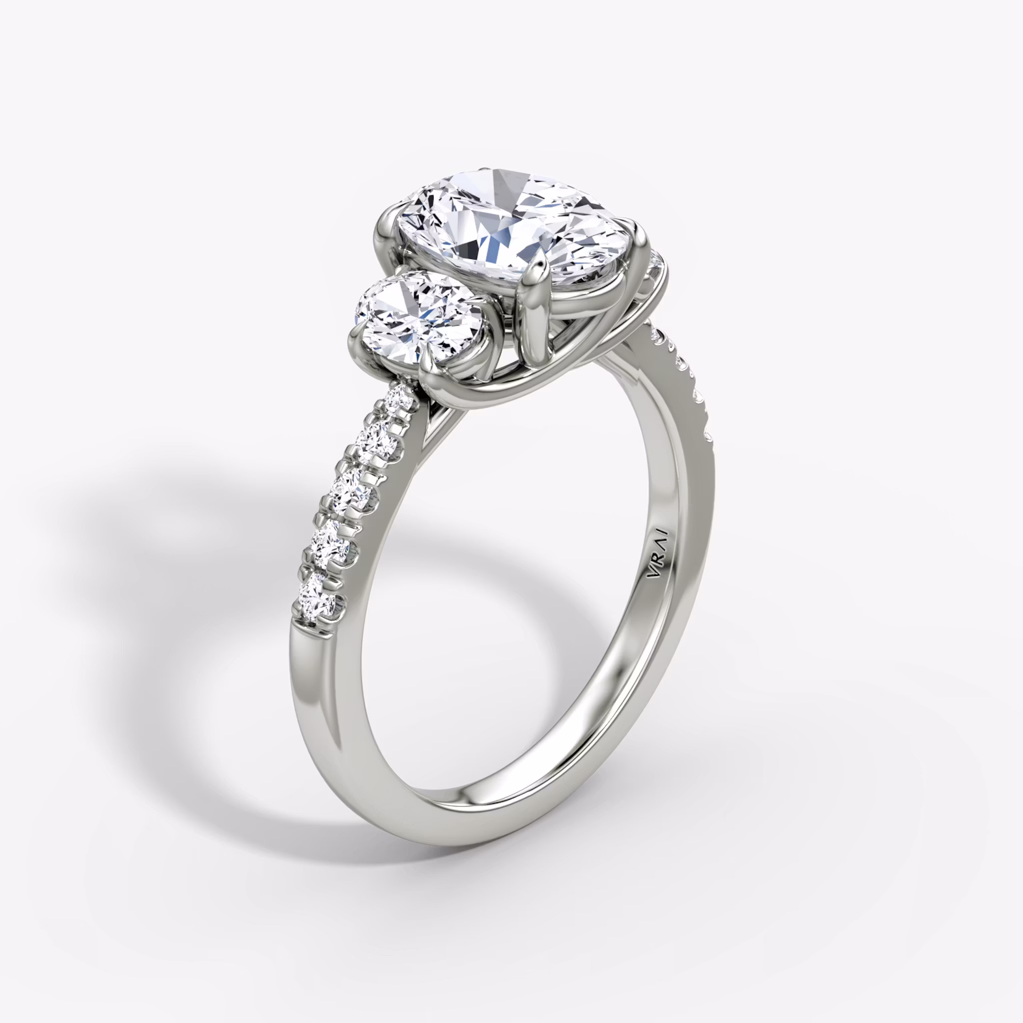 The Trellis Three Stone Oval | Platinum
