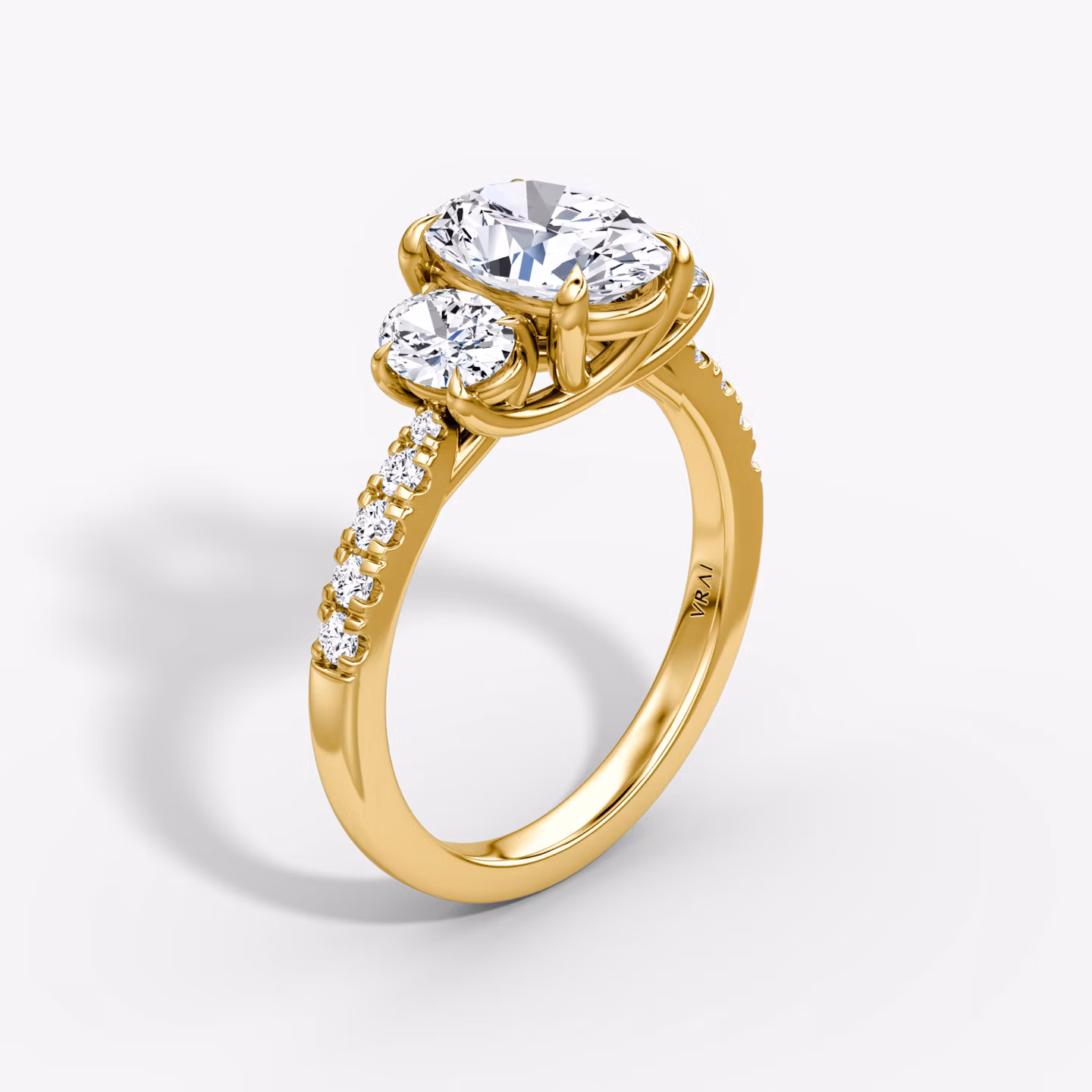 The Trellis Three Stone Oval | Yellow Gold