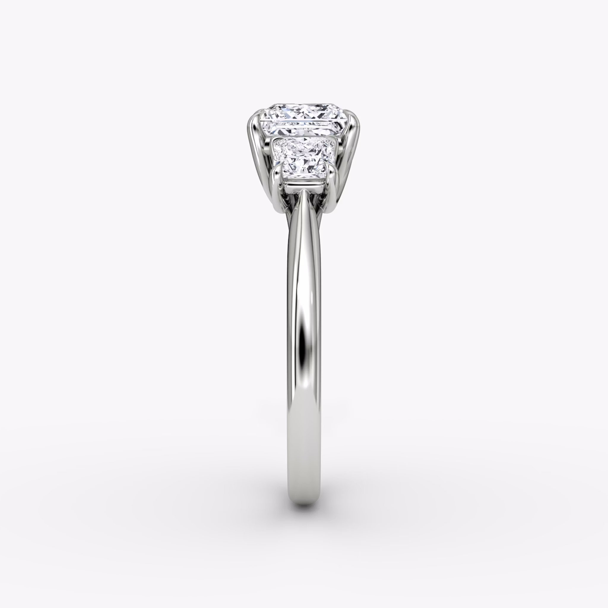 The Trellis Three Stone | Princess | 18k | White Gold | bandAccent: Plain | diamondOrientation: vertical | caratWeight: other