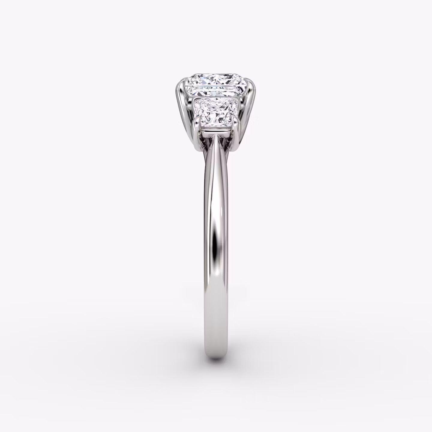 The Trellis Three Stone | Princess | 18k | White Gold | bandAccent: Plain | diamondOrientation: vertical | caratWeight: other