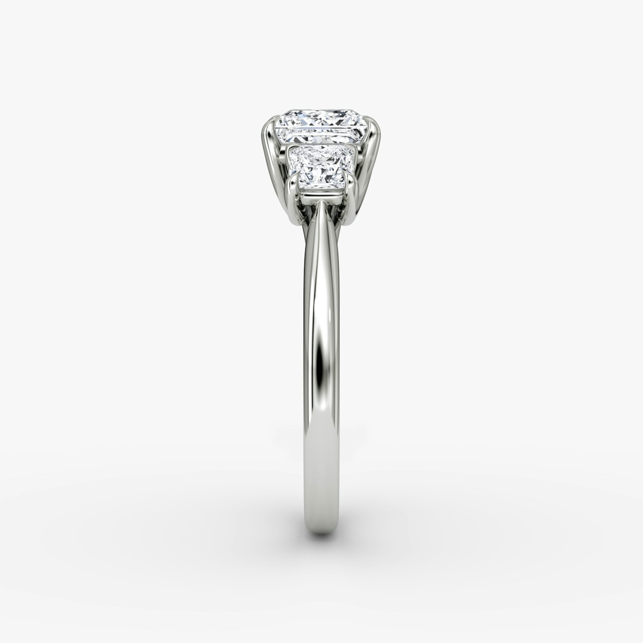The Trellis Three Stone | Princess | 18k | White Gold | bandAccent: Plain | diamondOrientation: vertical | caratWeight: other