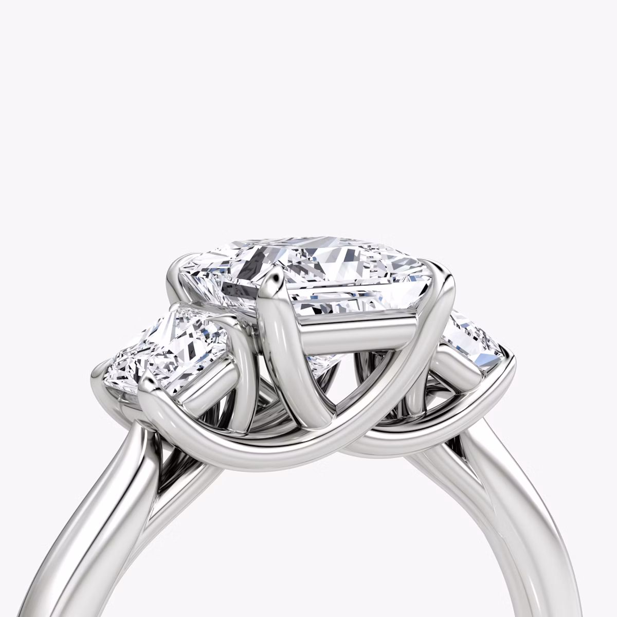 The Trellis Three Stone | Princess | Platinum | bandAccent: Plain | diamondOrientation: vertical | caratWeight: other