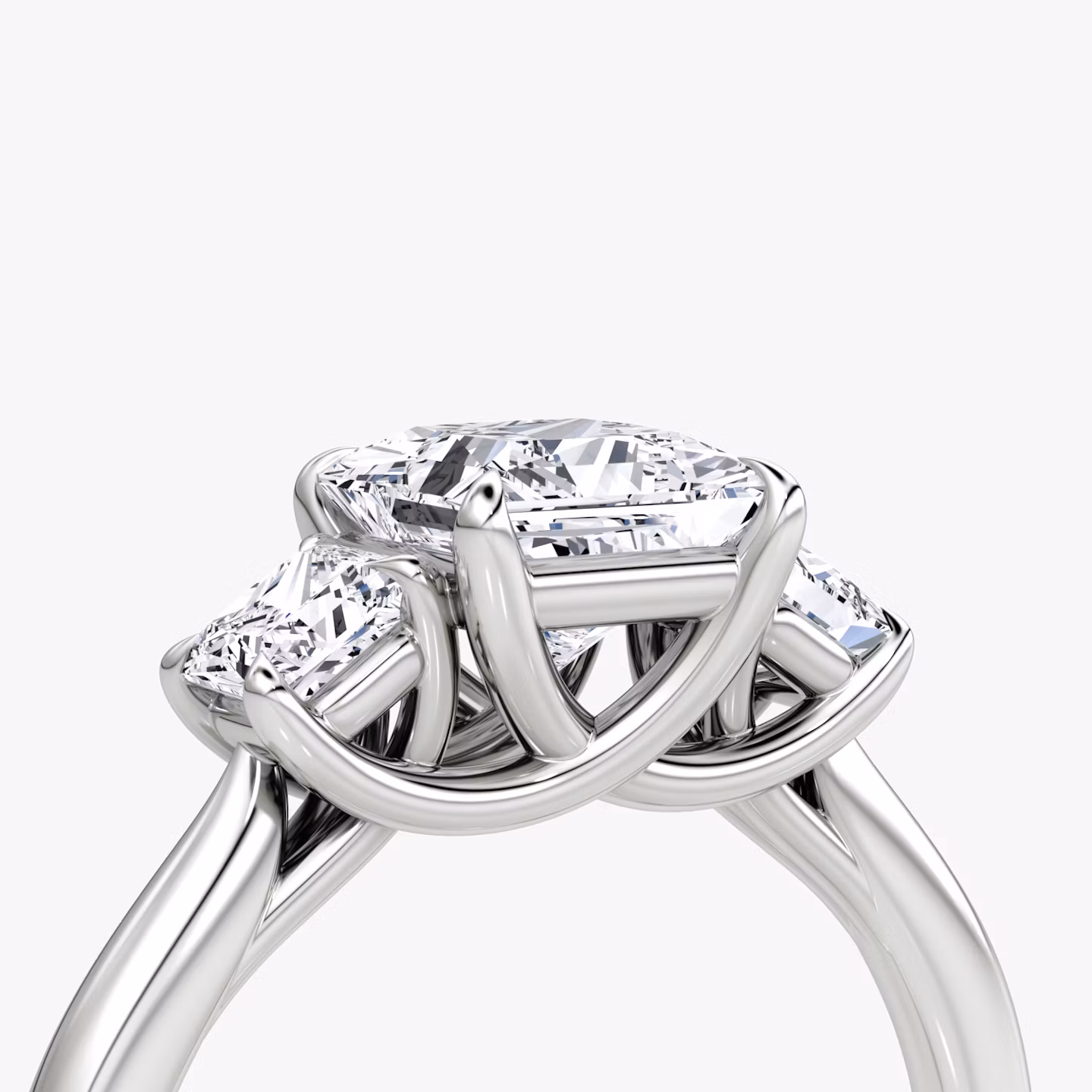 The Trellis Three Stone | Princess | 18k | White Gold | bandAccent: Plain | diamondOrientation: vertical | caratWeight: other