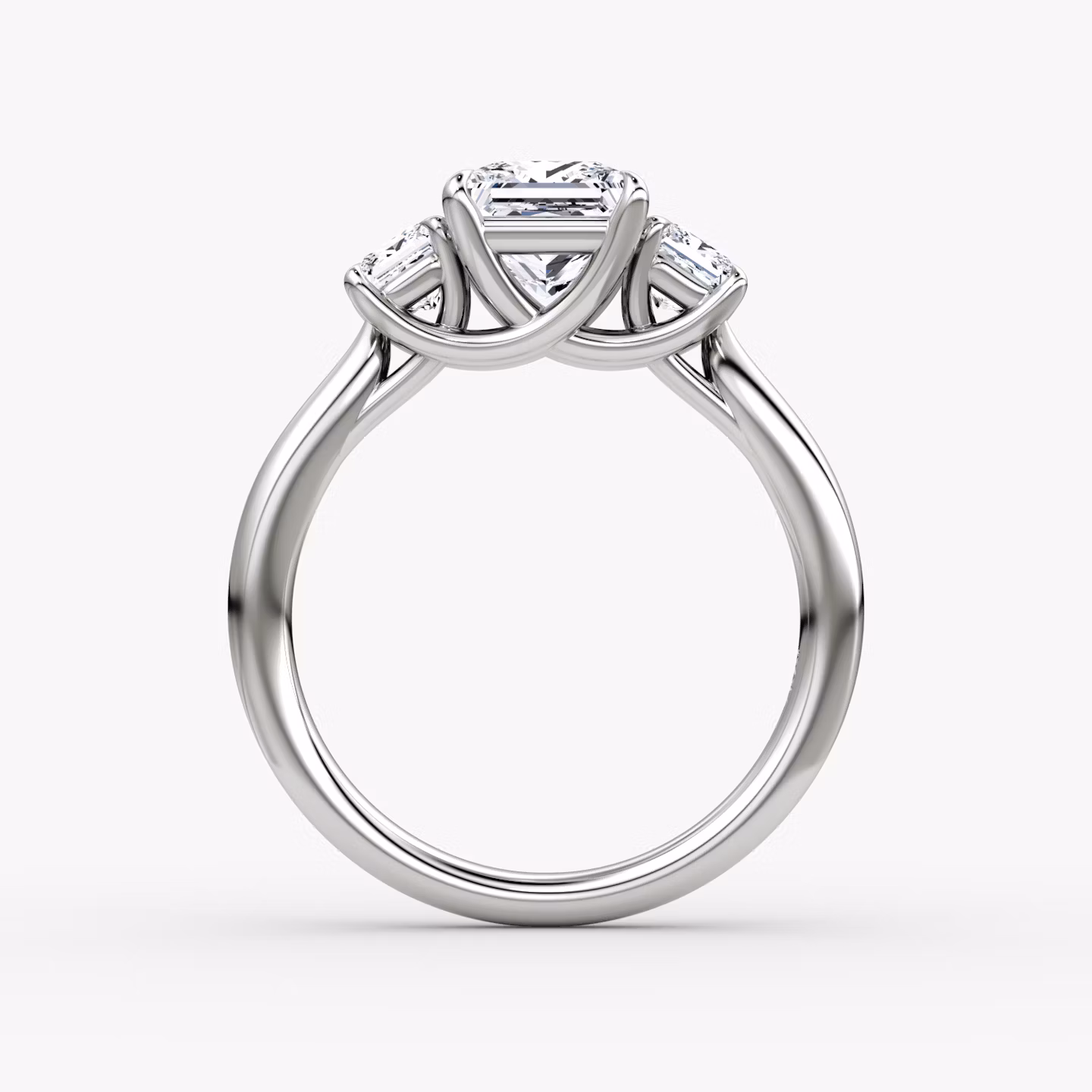 The Trellis Three Stone | Princess | 18k | White Gold | bandAccent: Plain | diamondOrientation: vertical | caratWeight: other