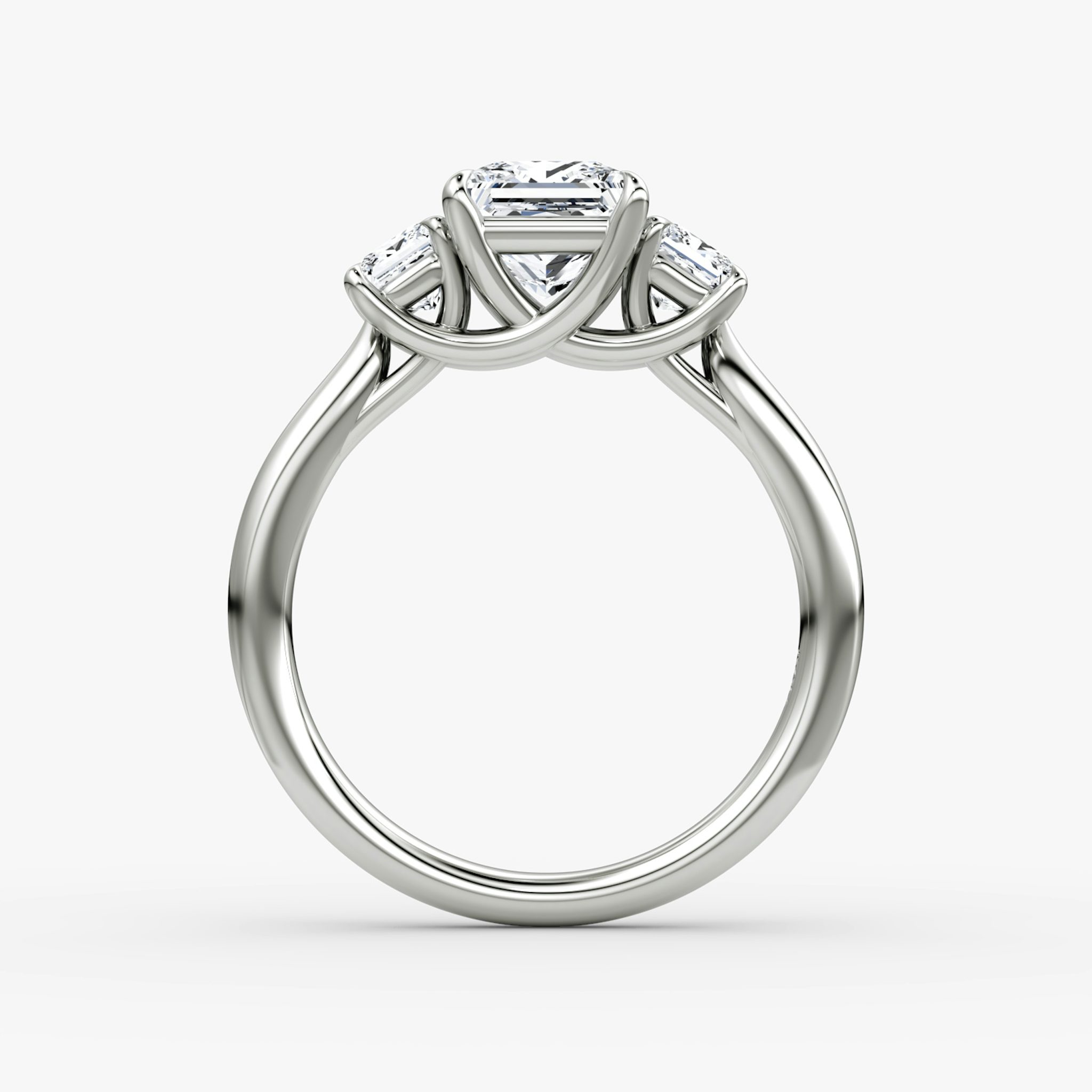 The Trellis Three Stone | Princess | 18k | White Gold | bandAccent: Plain | diamondOrientation: vertical | caratWeight: other