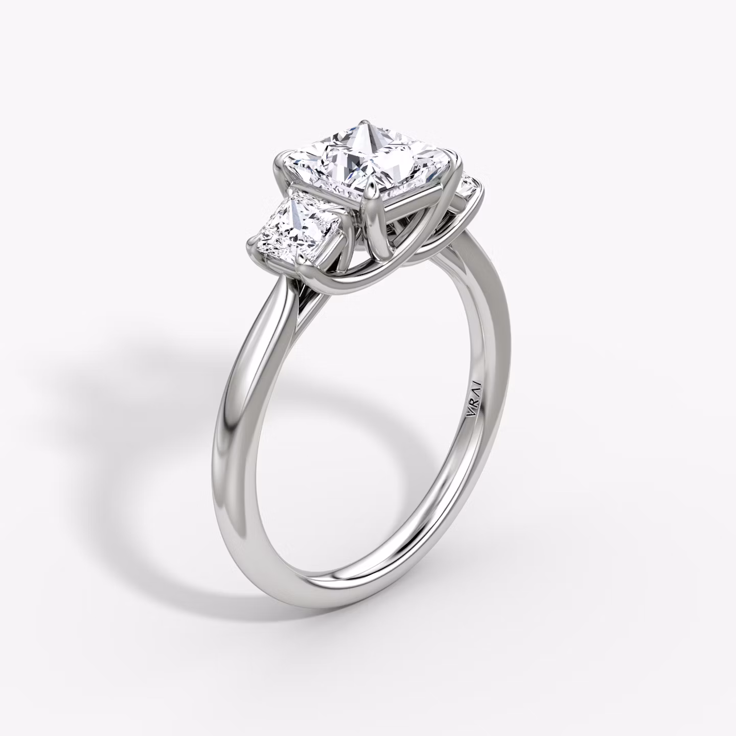 The Trellis Three Stone | Princess | 18k | White Gold | bandAccent: Plain | diamondOrientation: vertical | caratWeight: other