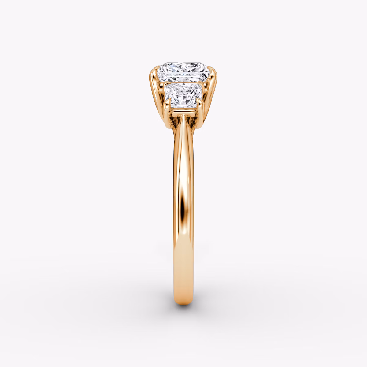 The Trellis Three Stone | Princess | 14k | Rose Gold | bandAccent: Plain | diamondOrientation: vertical | caratWeight: other