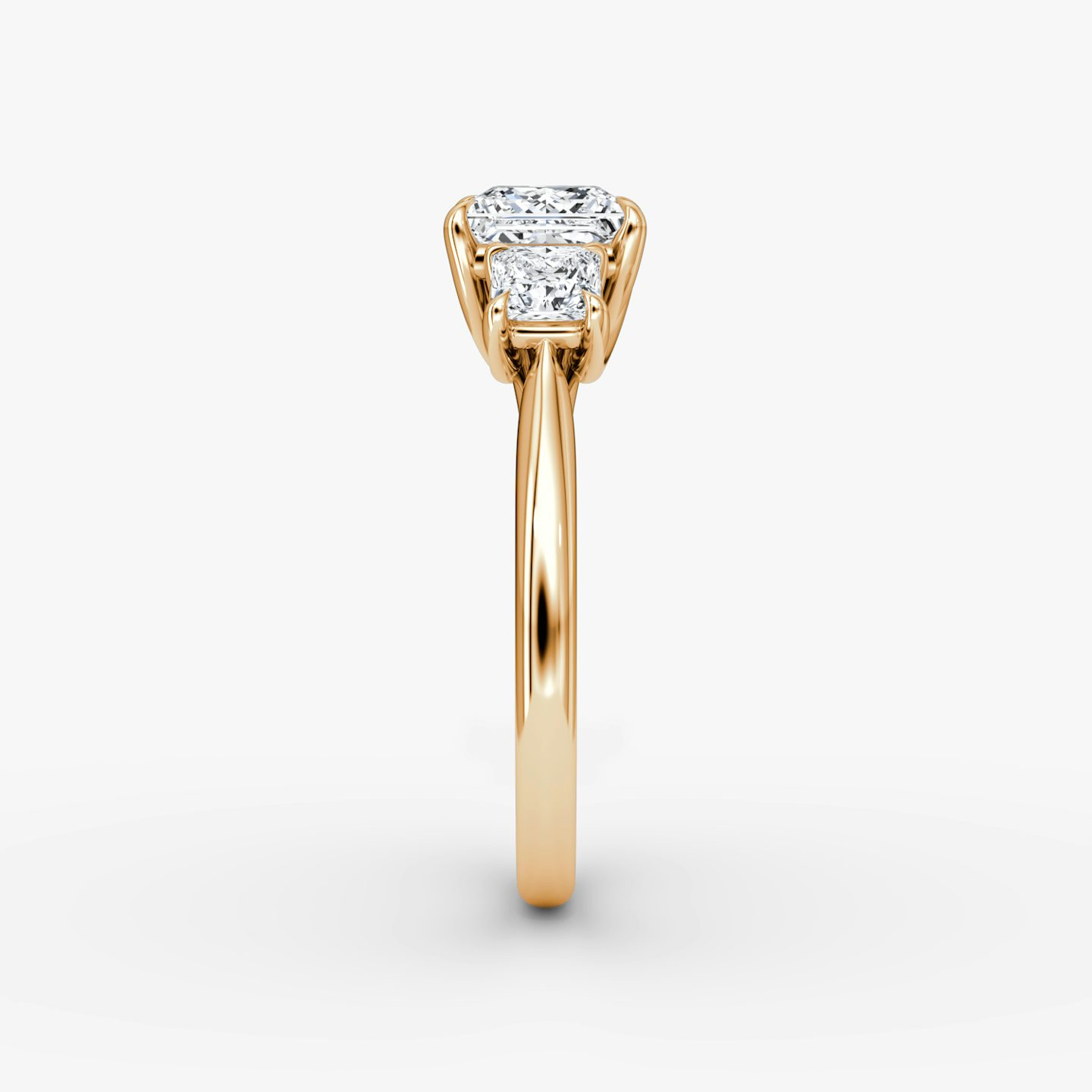 The Trellis Three Stone | Princess | 14k | Rose Gold | bandAccent: Plain | diamondOrientation: vertical | caratWeight: other